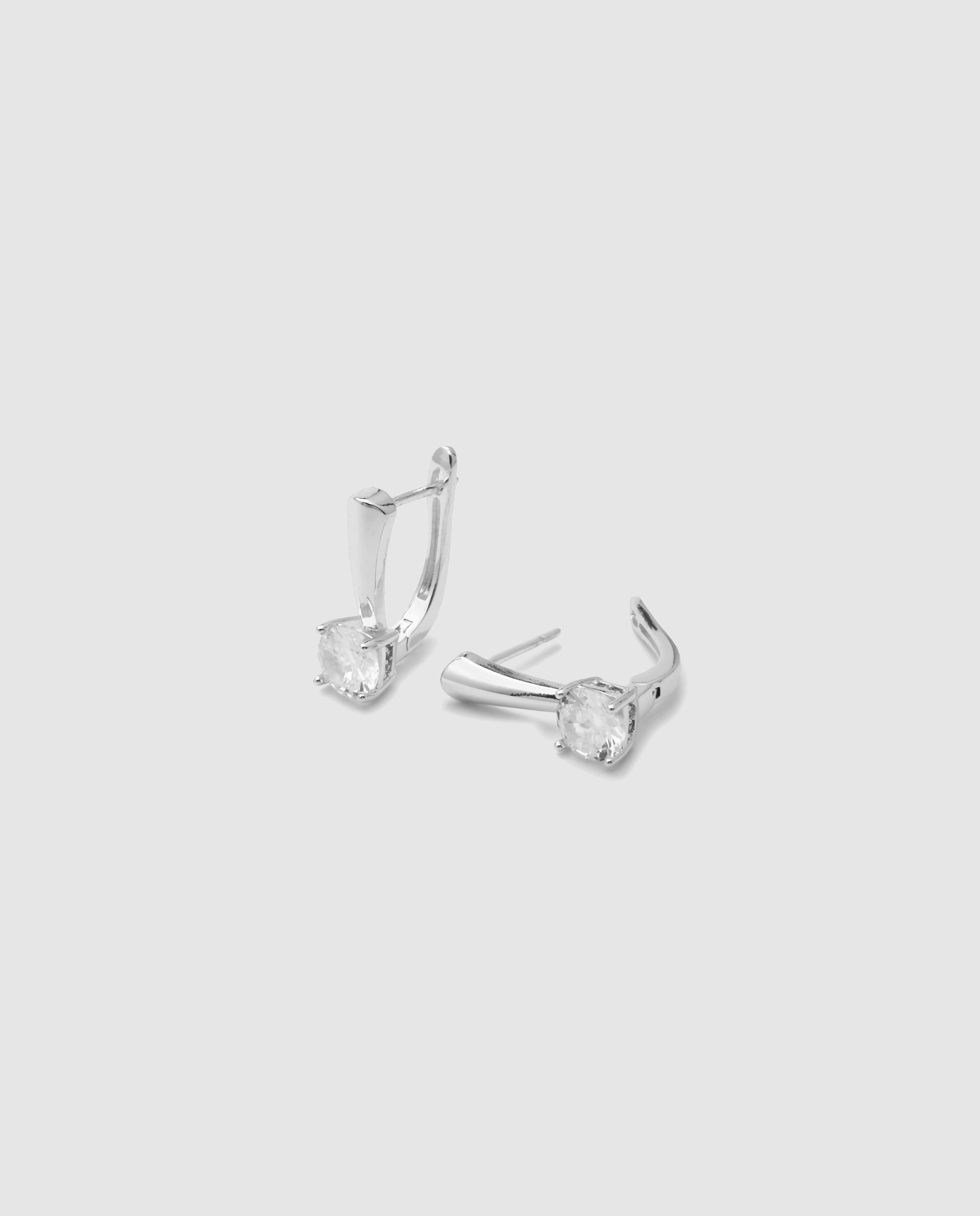 Brincos de Argola Basic Acabados em Prata de Lei 925 com Zirconita Brilhante Prata-6