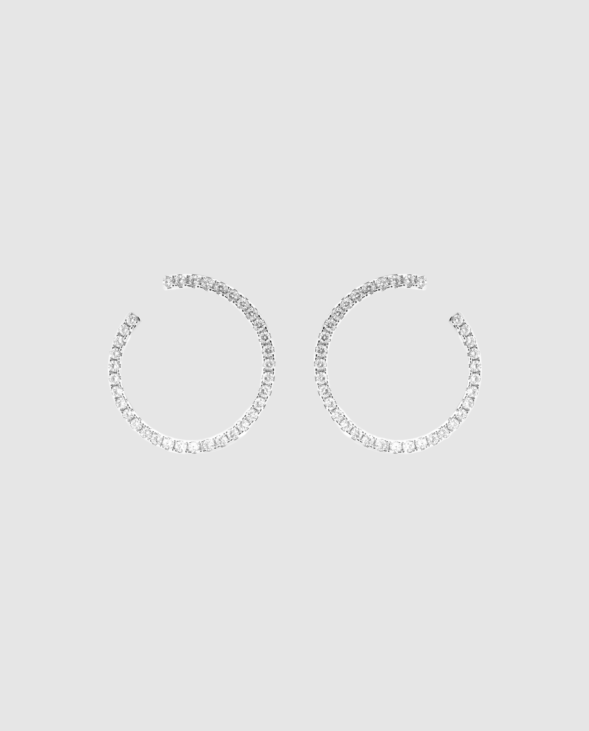 Brincos de Argola Basic Acabados em Prata de Lei 925 com Zirconita Brilhante Prata-1