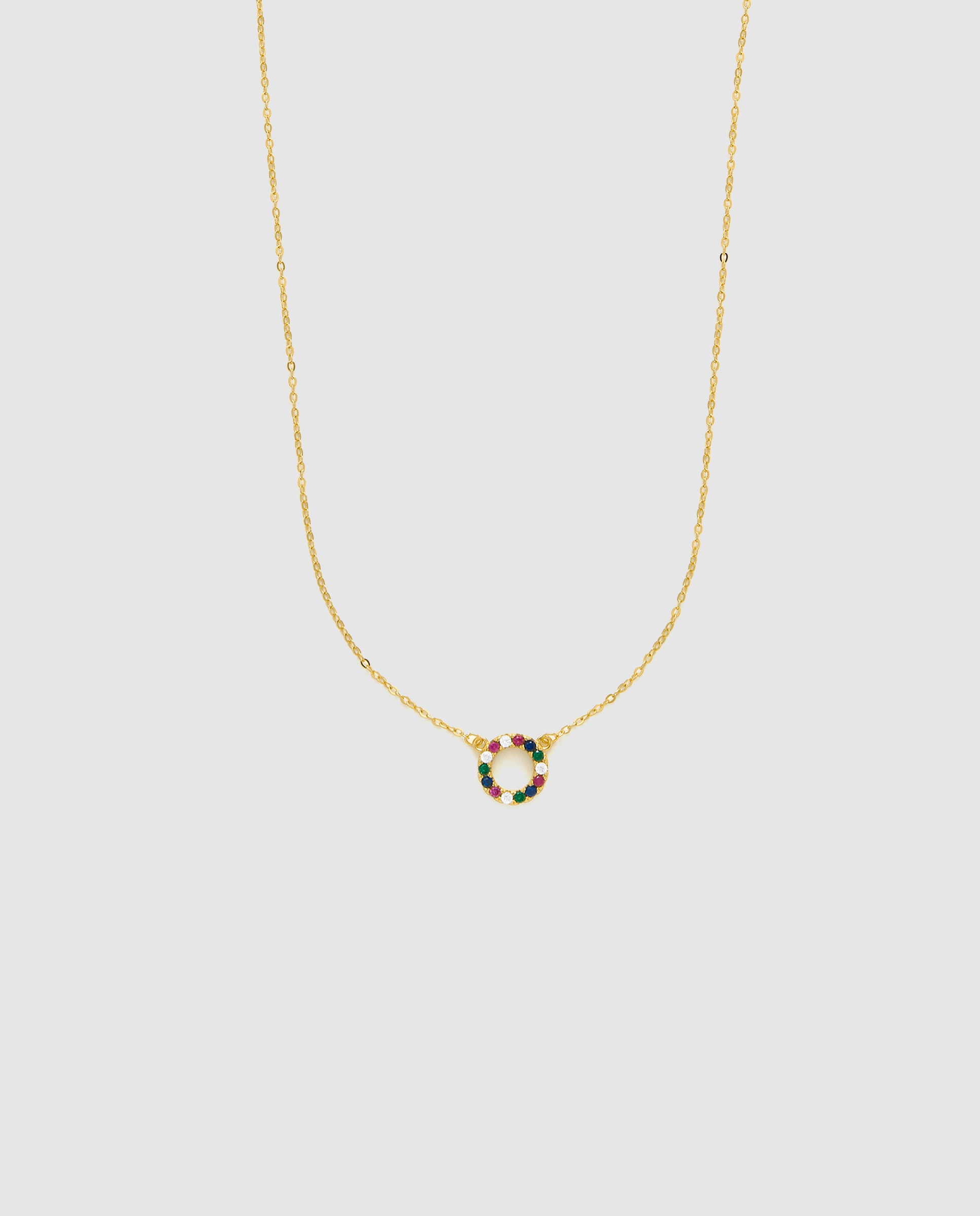 Corrente com Pendentes Pide Un Deseo de Prata de Lei 925 com Acabamento em Ouro Amarelo de 18 Quilates e Zircónios Multicolor Ouro-1