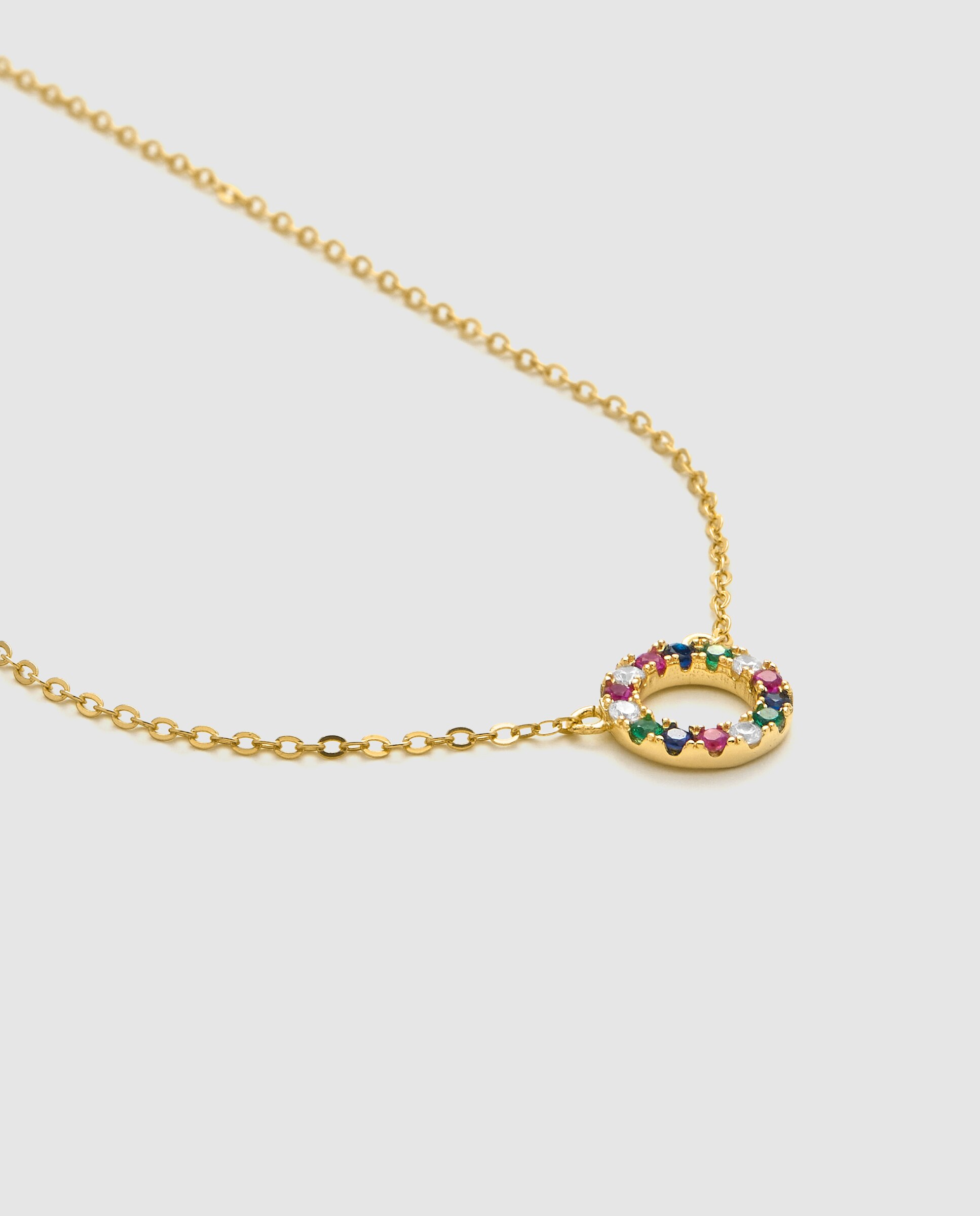 Corrente com Pendentes Pide Un Deseo de Prata de Lei 925 com Acabamento em Ouro Amarelo de 18 Quilates e Zircónios Multicolor Ouro-6