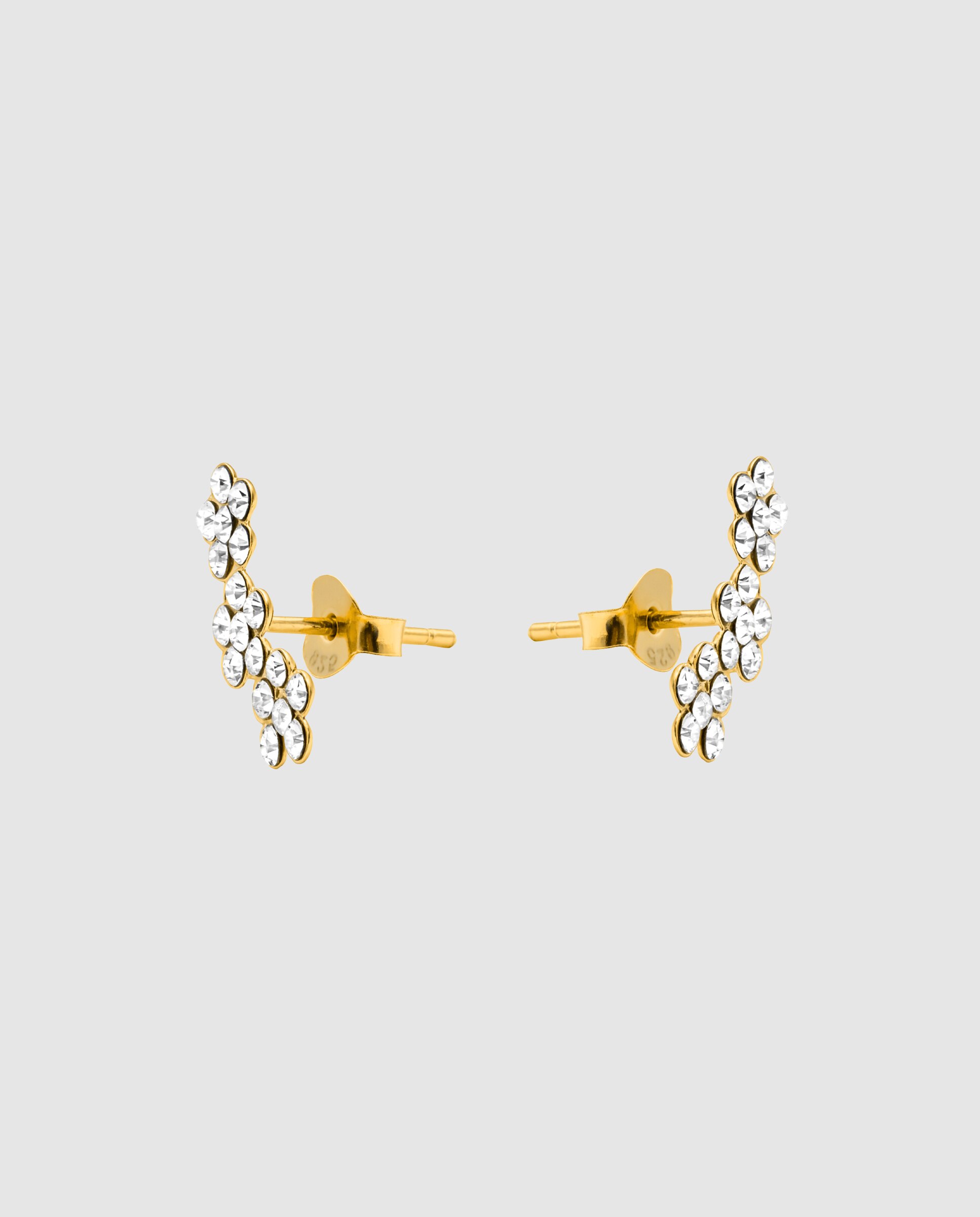 Brincos Trepadores Essential de Prata de Lei 925 Acabados em Ouro Amarelo de 18 Quilates com Zirconita Brilhante Ouro-2