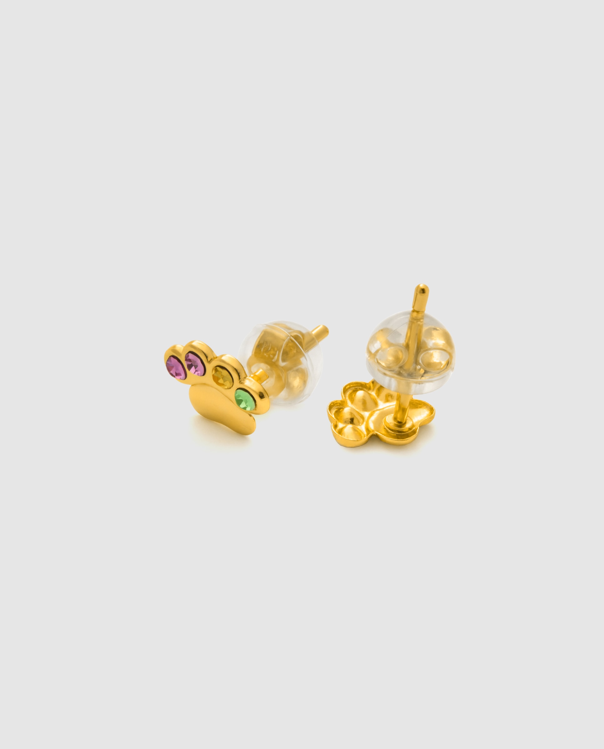 Brincos Kids And Baby de Prata de Lei 925 com Acabamento em Ouro Amarelo de 18 Quilates e Zirconita Multicolor Ouro-3