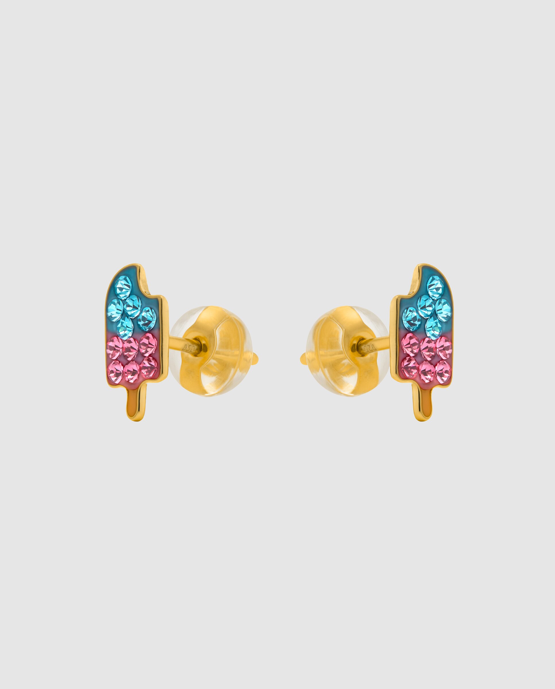 Brincos Kids And Baby de Prata de Lei 925 com Acabamento em Ouro Amarelo de 18 Quilates e Zirconita Multicolor Ouro-2