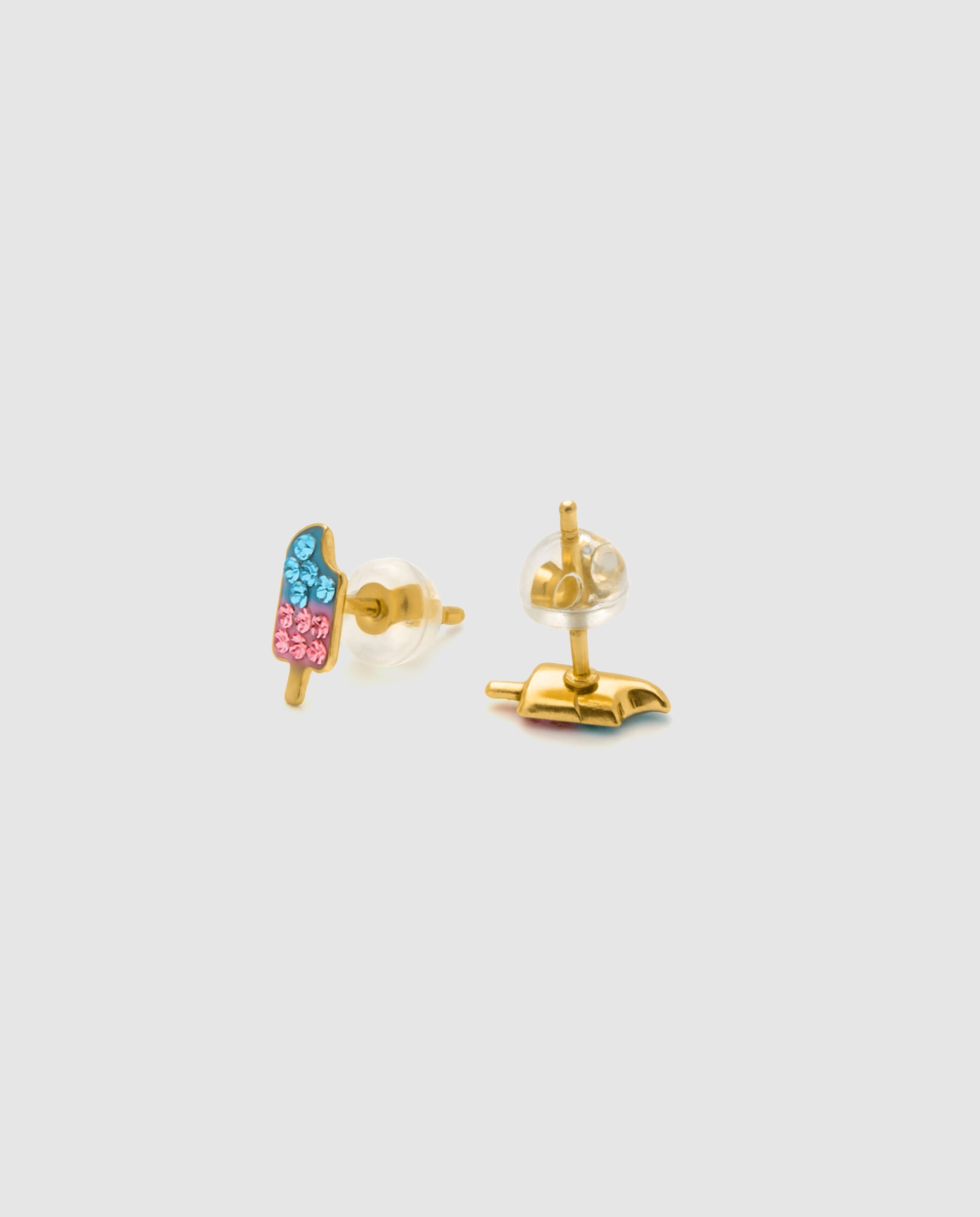 Brincos Kids And Baby de Prata de Lei 925 com Acabamento em Ouro Amarelo de 18 Quilates e Zirconita Multicolor Ouro-3