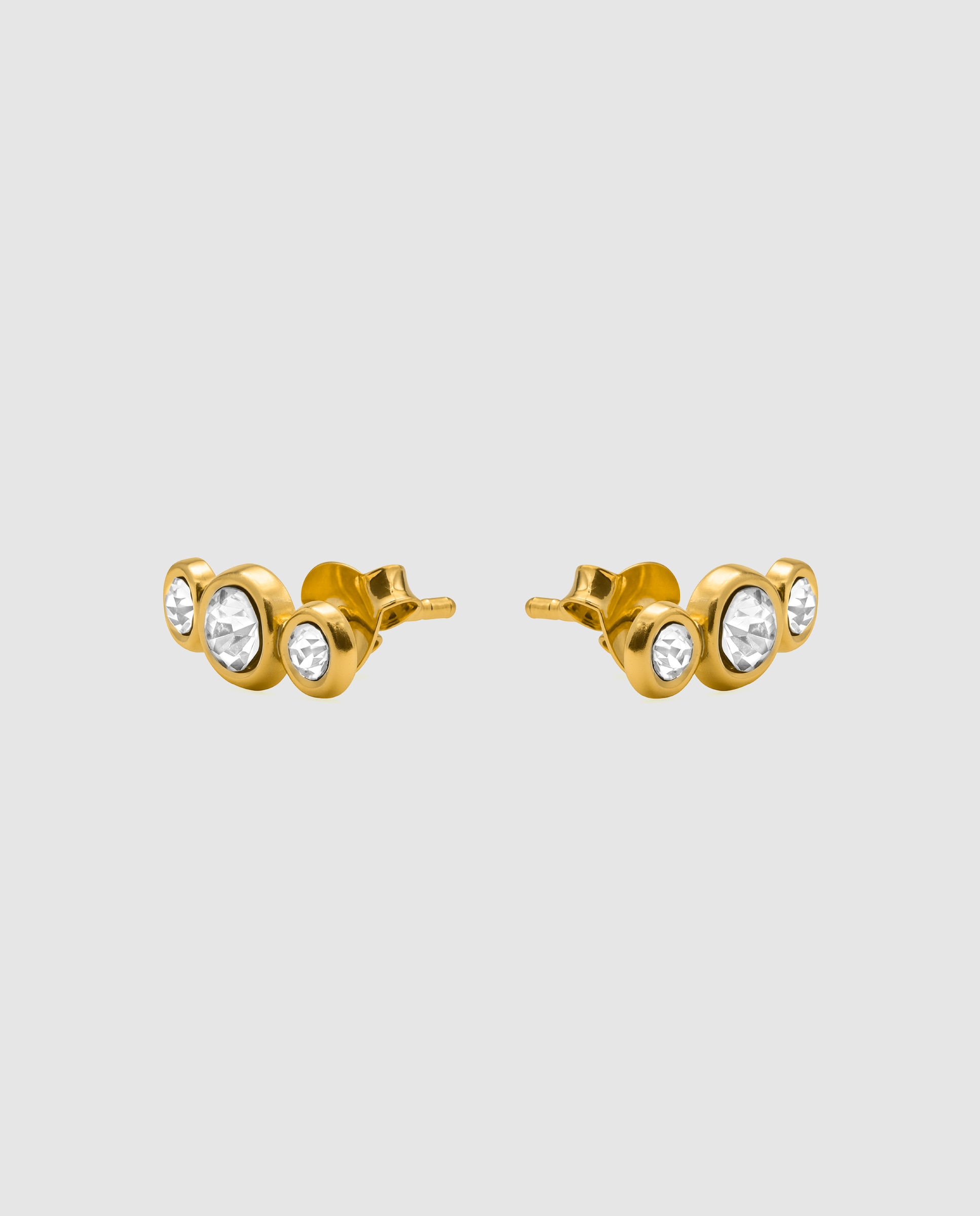 Brincos Trepadores Essential de Prata de Lei 925 Acabados em Ouro Amarelo de 18 Quilates com Zirconita Brilhante Dourado-2