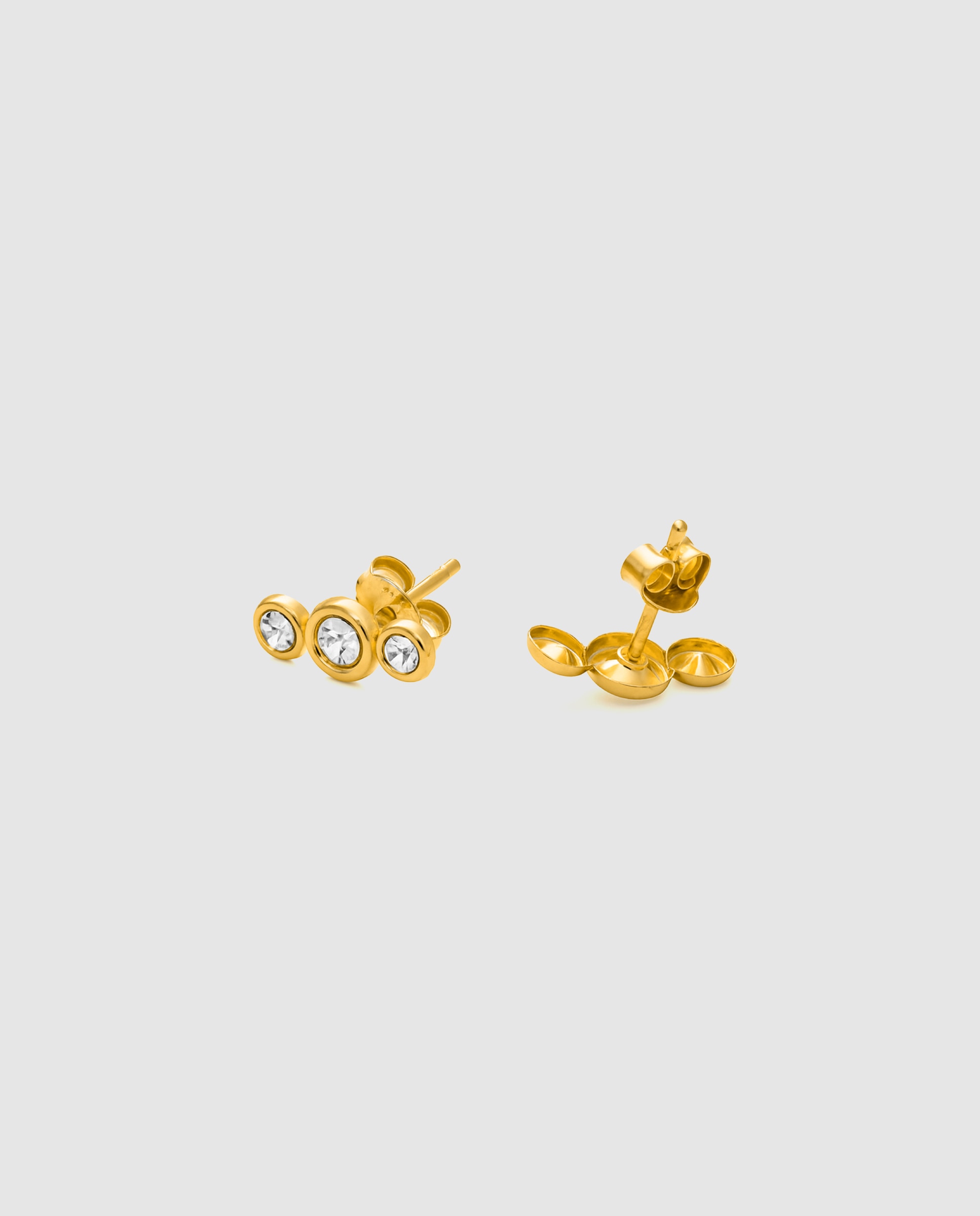 Brincos Trepadores Essential de Prata de Lei 925 Acabados em Ouro Amarelo de 18 Quilates com Zirconita Brilhante Dourado-3