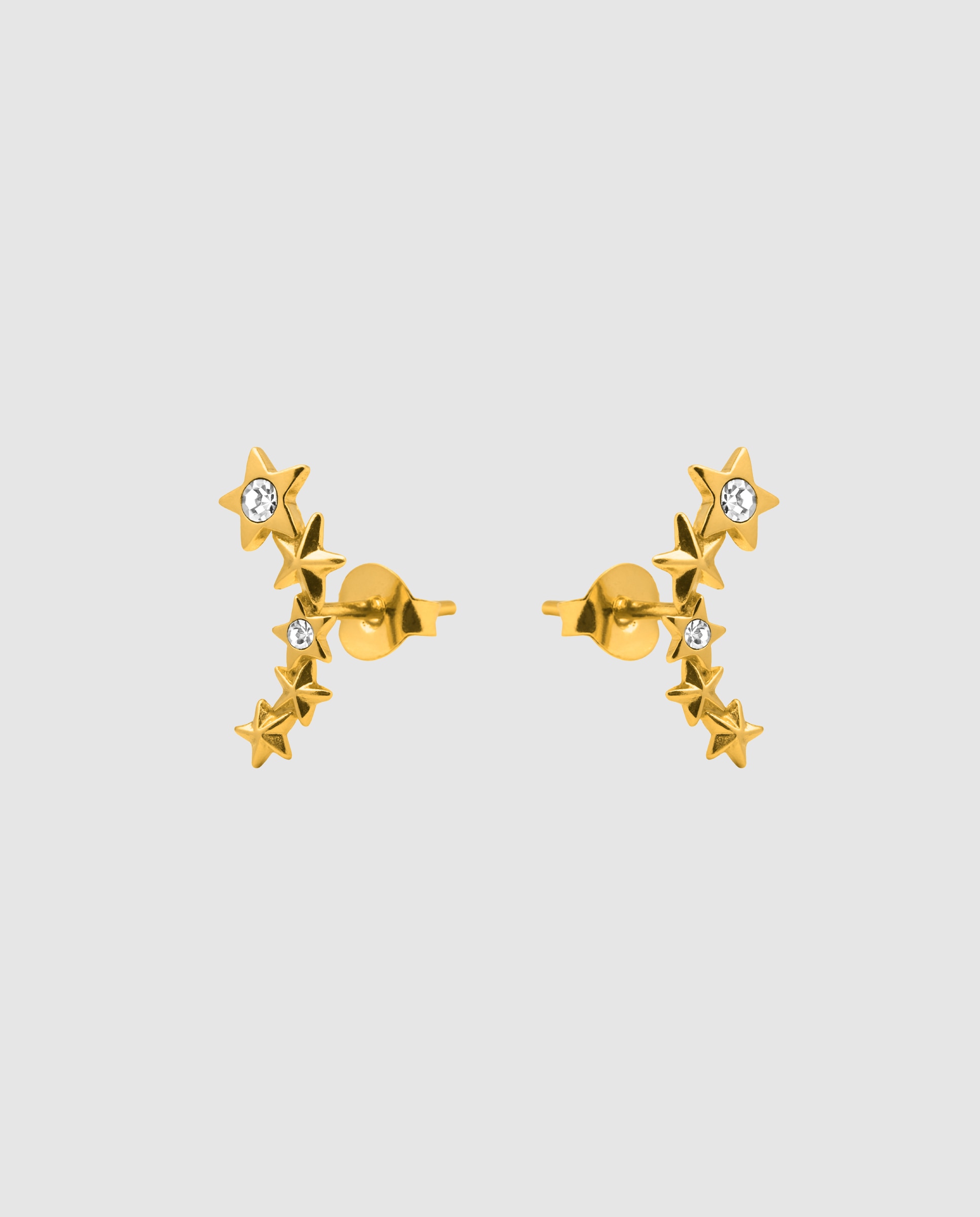 Brincos Trepadores Essential de Prata de Lei 925 Acabados em Ouro Amarelo de 18 Quilates com Zirconita Brilhante Amarelo-2
