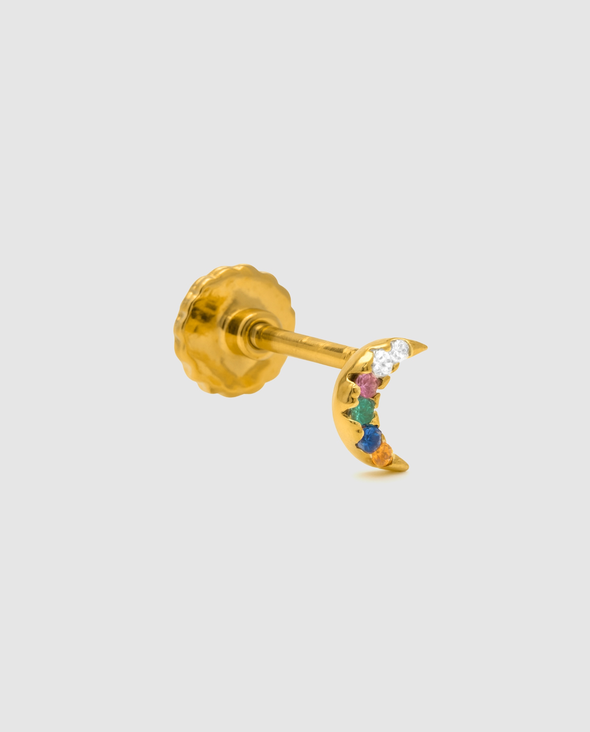Piercing Personalizável de Prata de Lei 925 com Acabamentos em Ouro Amarelo de 18 Quilates e Zirconita Multicolor Ouro-2