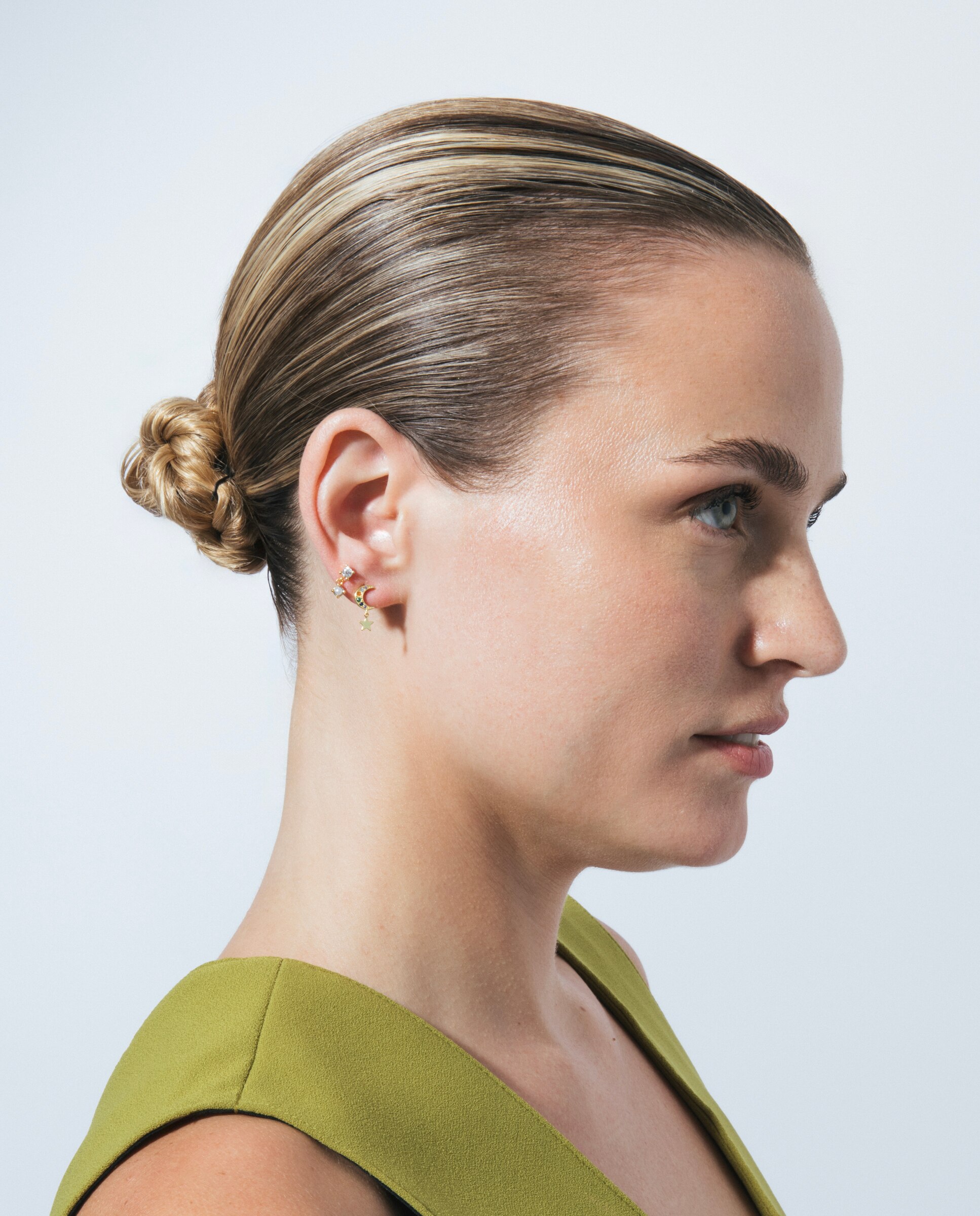Piercing Personalizável de Prata de Lei 925 com Acabamentos em Ouro Amarelo de 18 Quilates e Pérola Branca Ouro-2