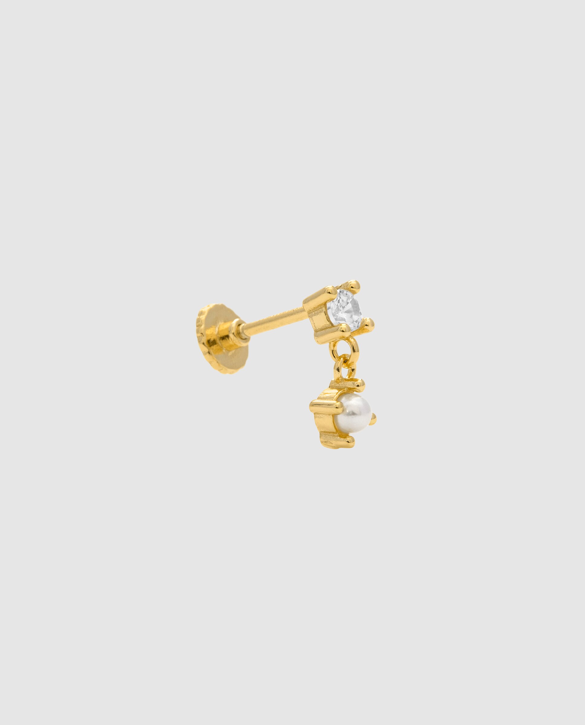 Piercing Personalizável de Prata de Lei 925 com Acabamentos em Ouro Amarelo de 18 Quilates e Pérola Branca Ouro-3
