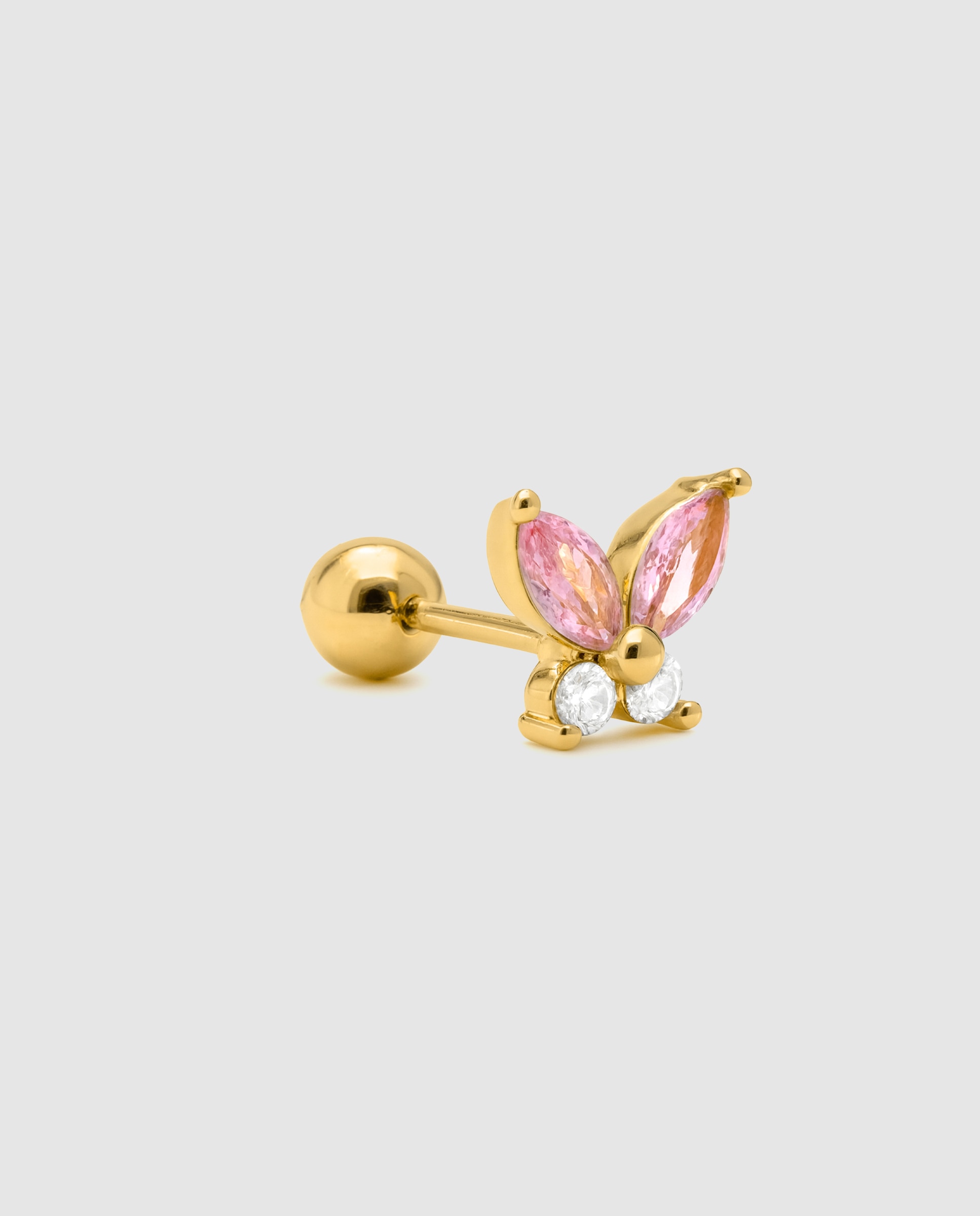 Piercing Personalizável com Acabamento em Ouro Amarelo de 18 Quilates e Zirconita Multicolor Rosa-claro-2