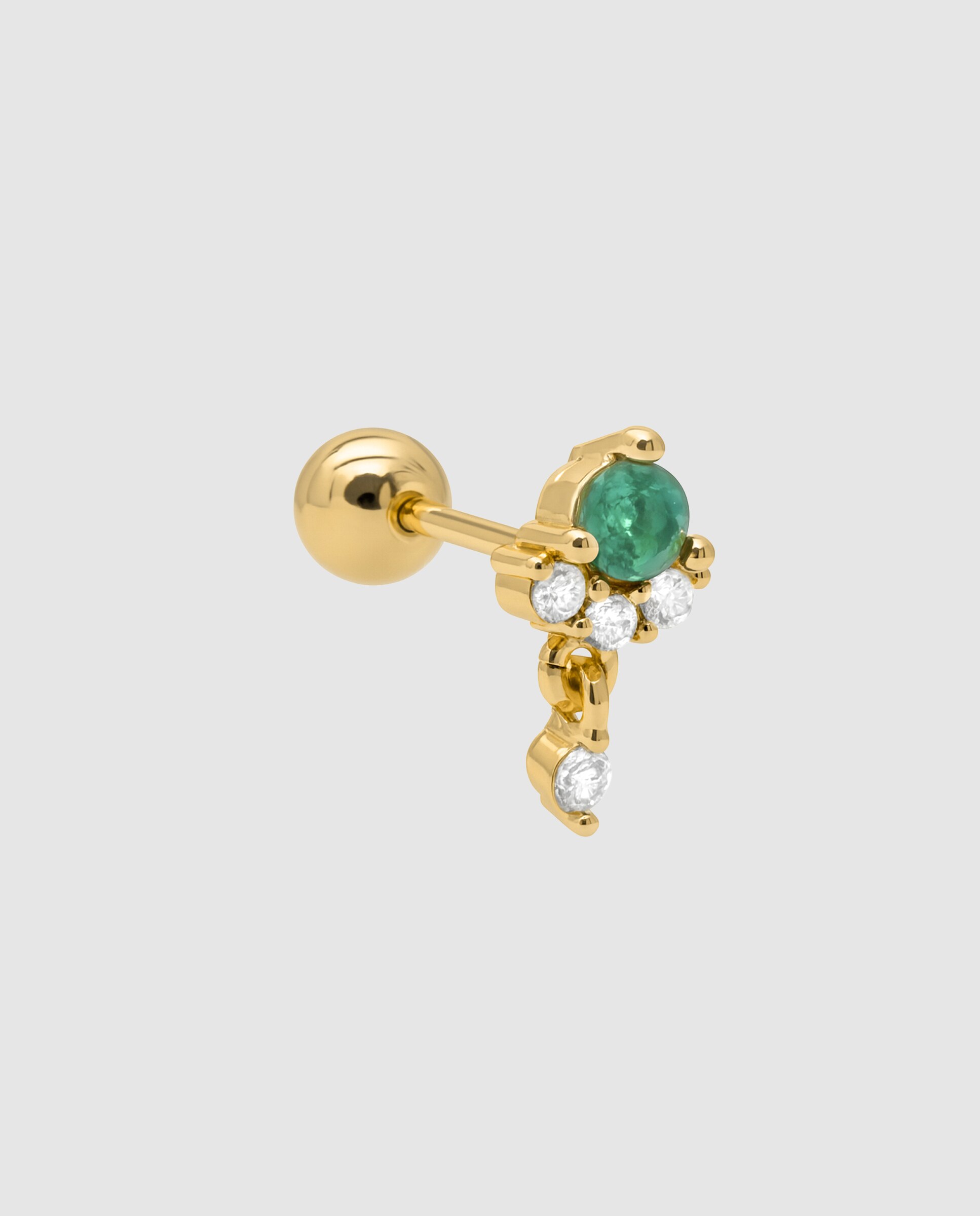 Piercing Personalizável com Acabamento em Ouro Amarelo de 18 Quilates com Zirconita Multicolor Verde-2