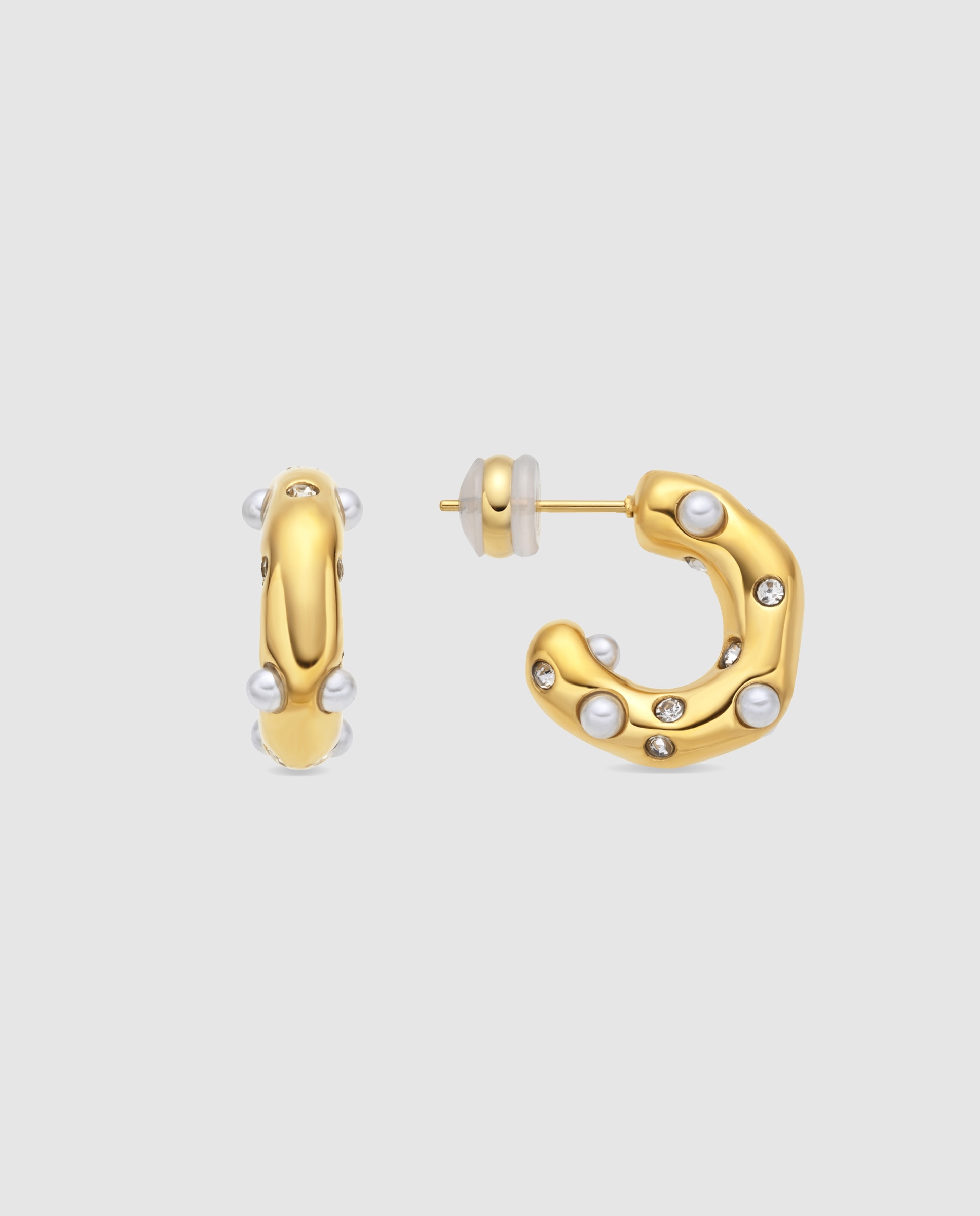 Brincos de Aro Boho de Aço com Acabamentos em Ouro Amarelo de 18 Quilates Ouro-1