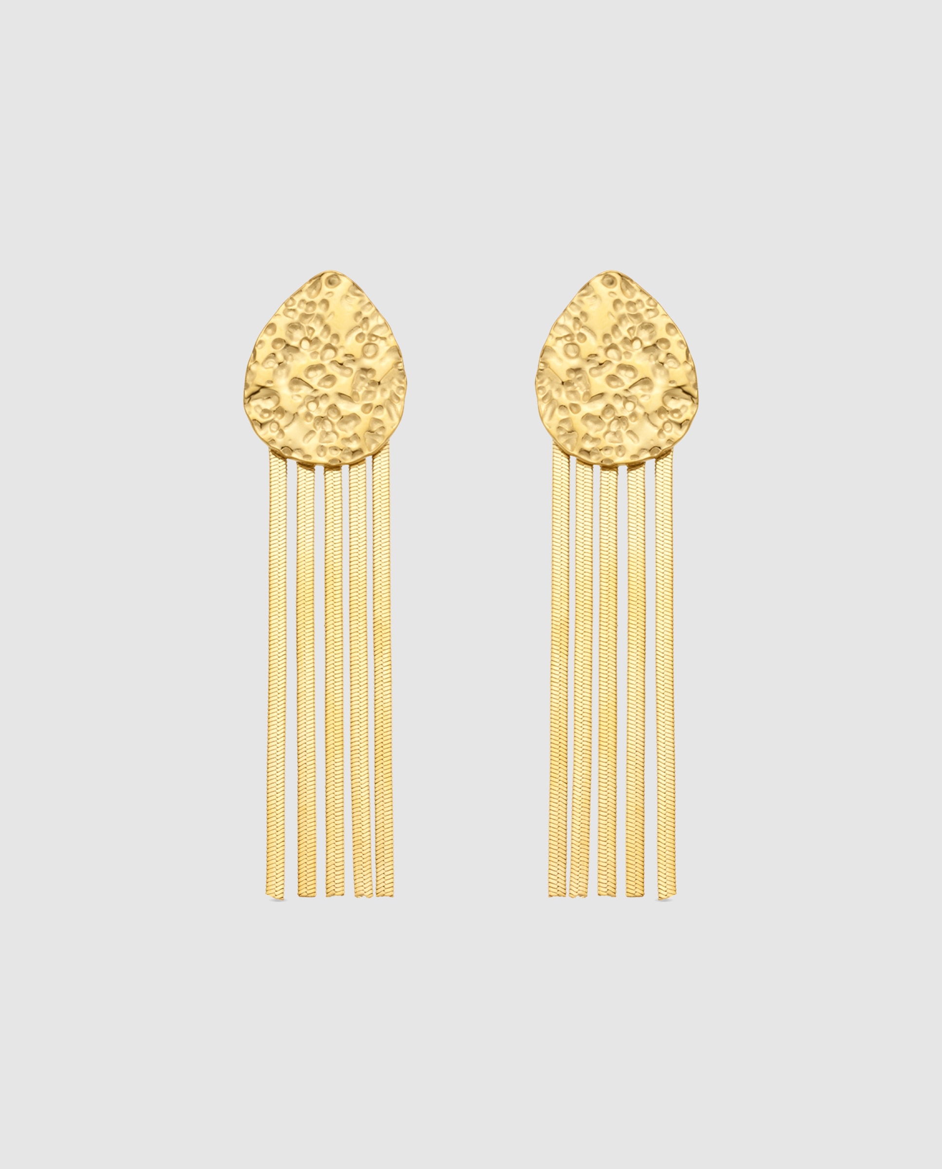 Brincos Boho de Aço com Acabamentos em Ouro Amarelo de 18 Quilates Ouro-1