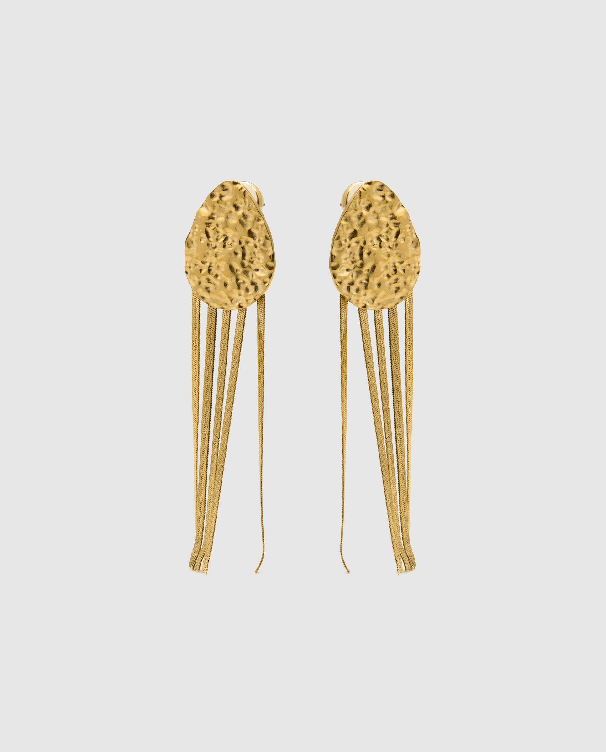 Brincos Boho de Aço com Acabamentos em Ouro Amarelo de 18 Quilates Ouro-3