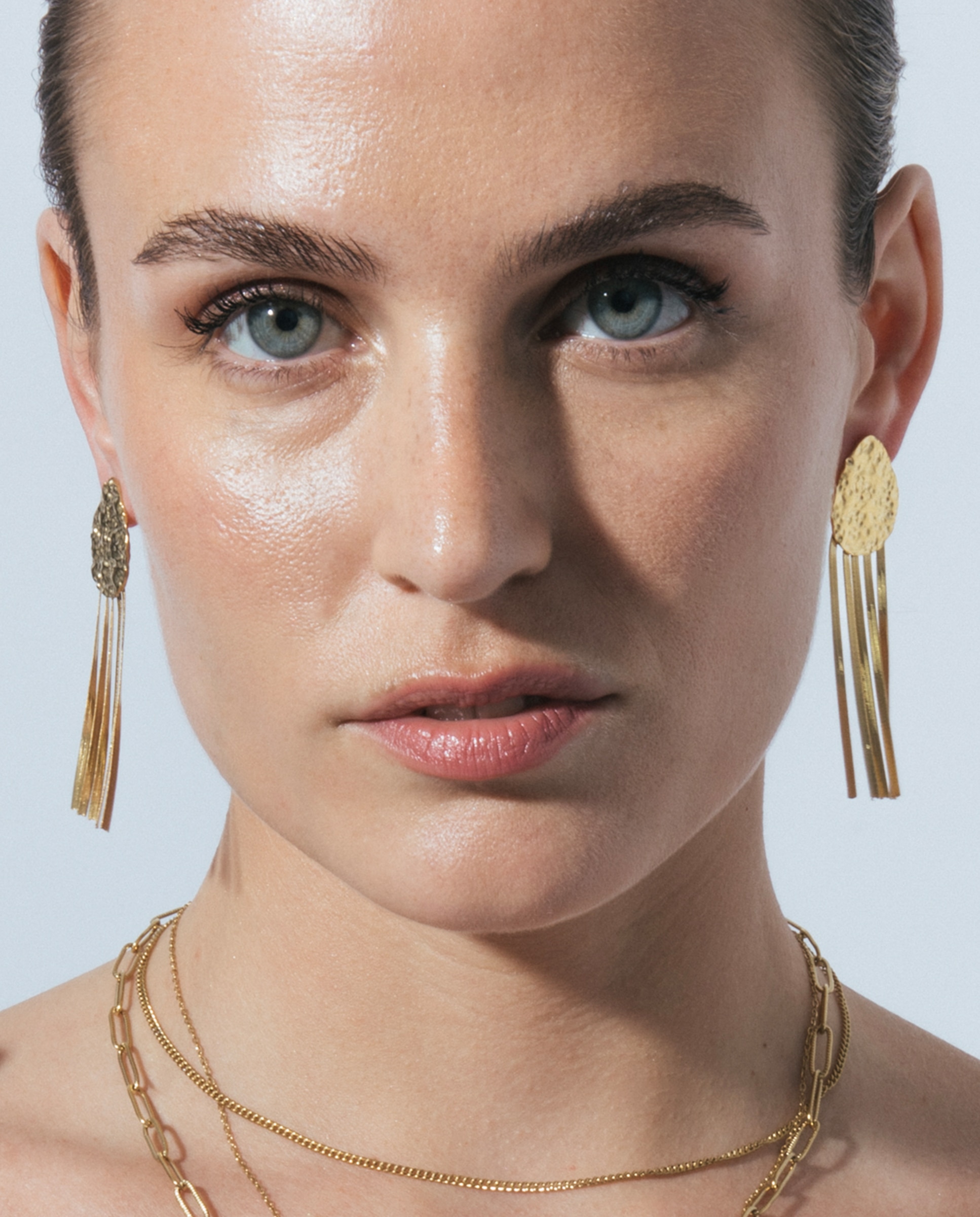 Brincos Boho de Aço com Acabamentos em Ouro Amarelo de 18 Quilates Ouro-4