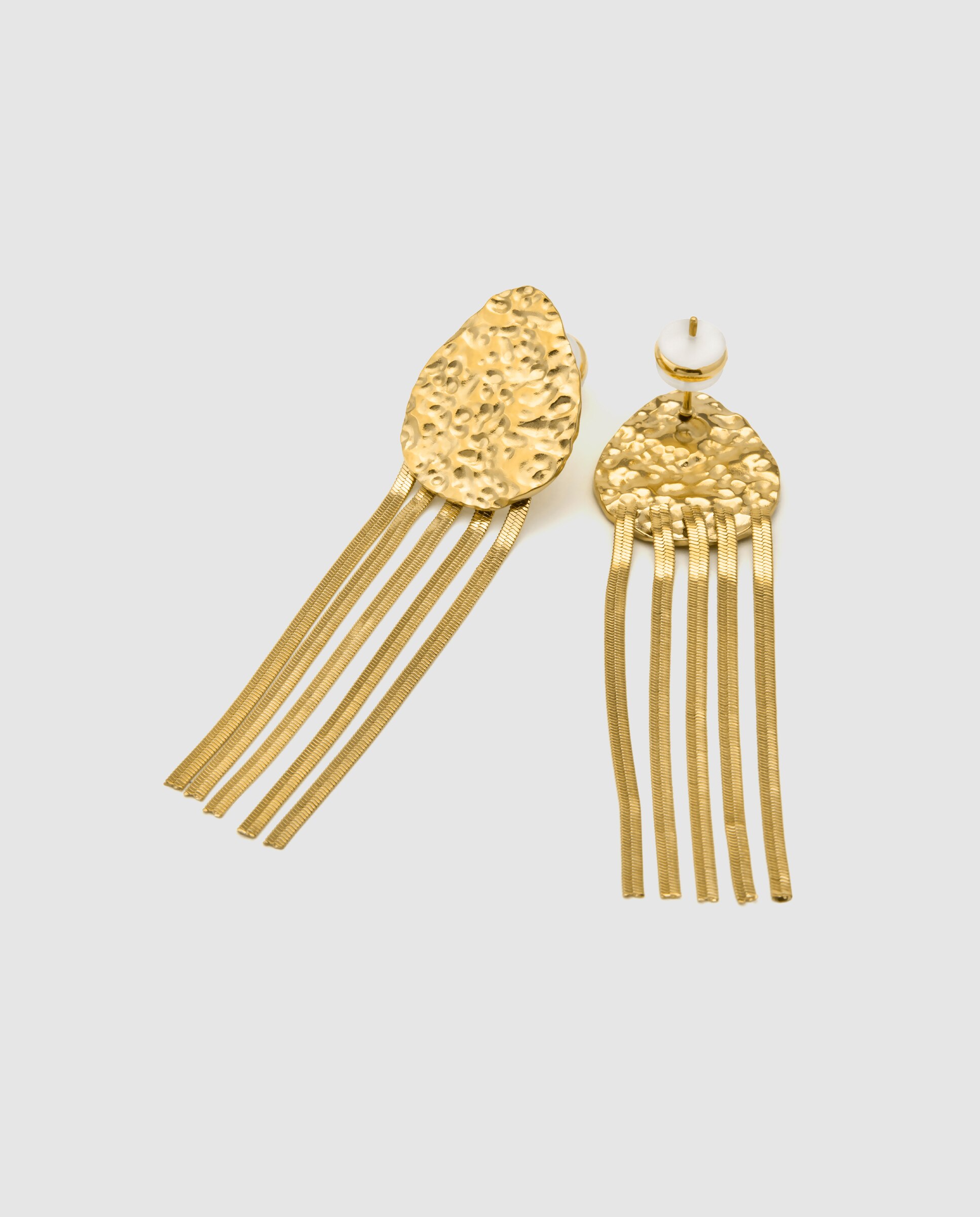 Brincos Boho de Aço com Acabamentos em Ouro Amarelo de 18 Quilates Ouro-6