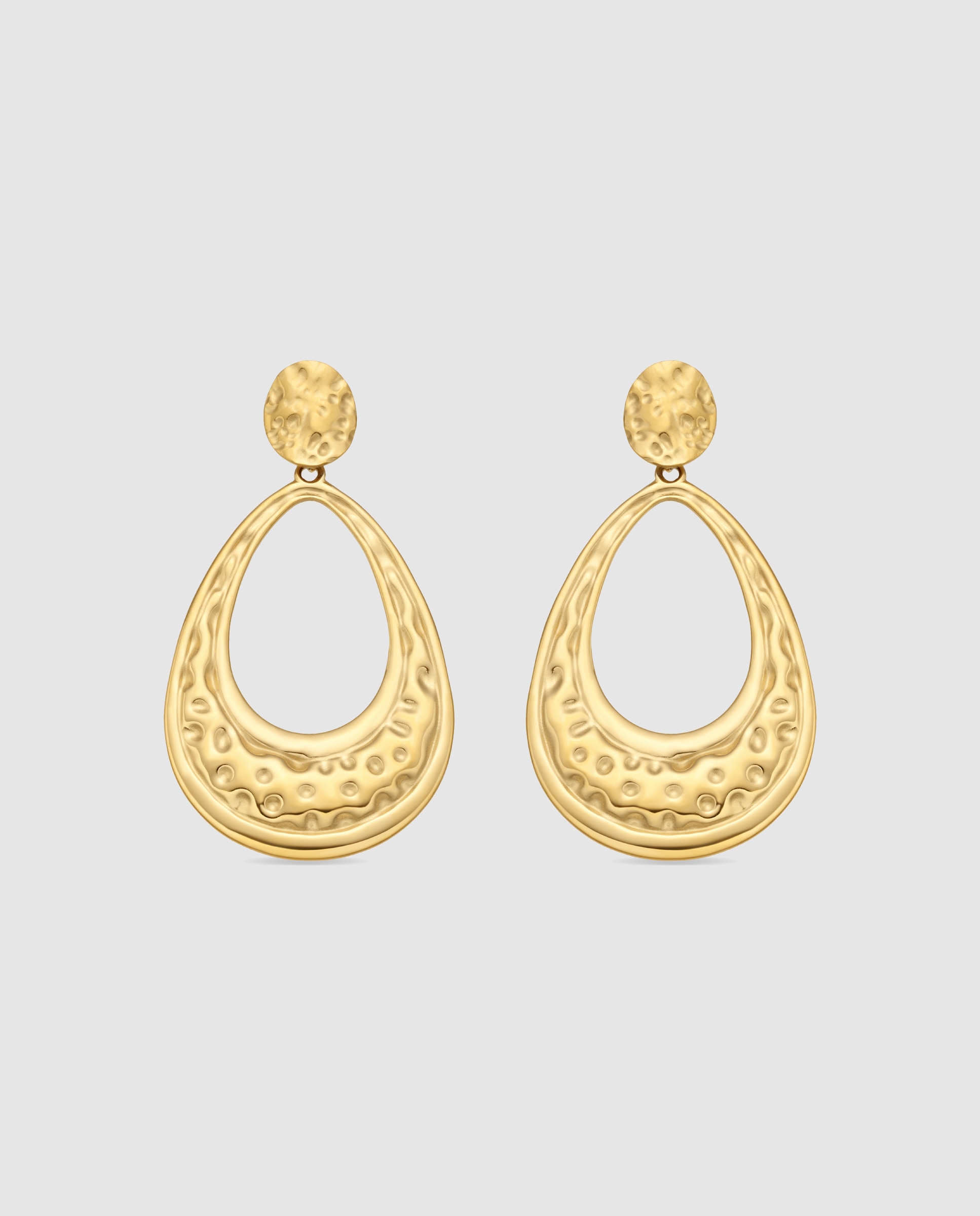Brincos de Aço com Acabamentos em Ouro Amarelo de 18 Quilates Ouro-1