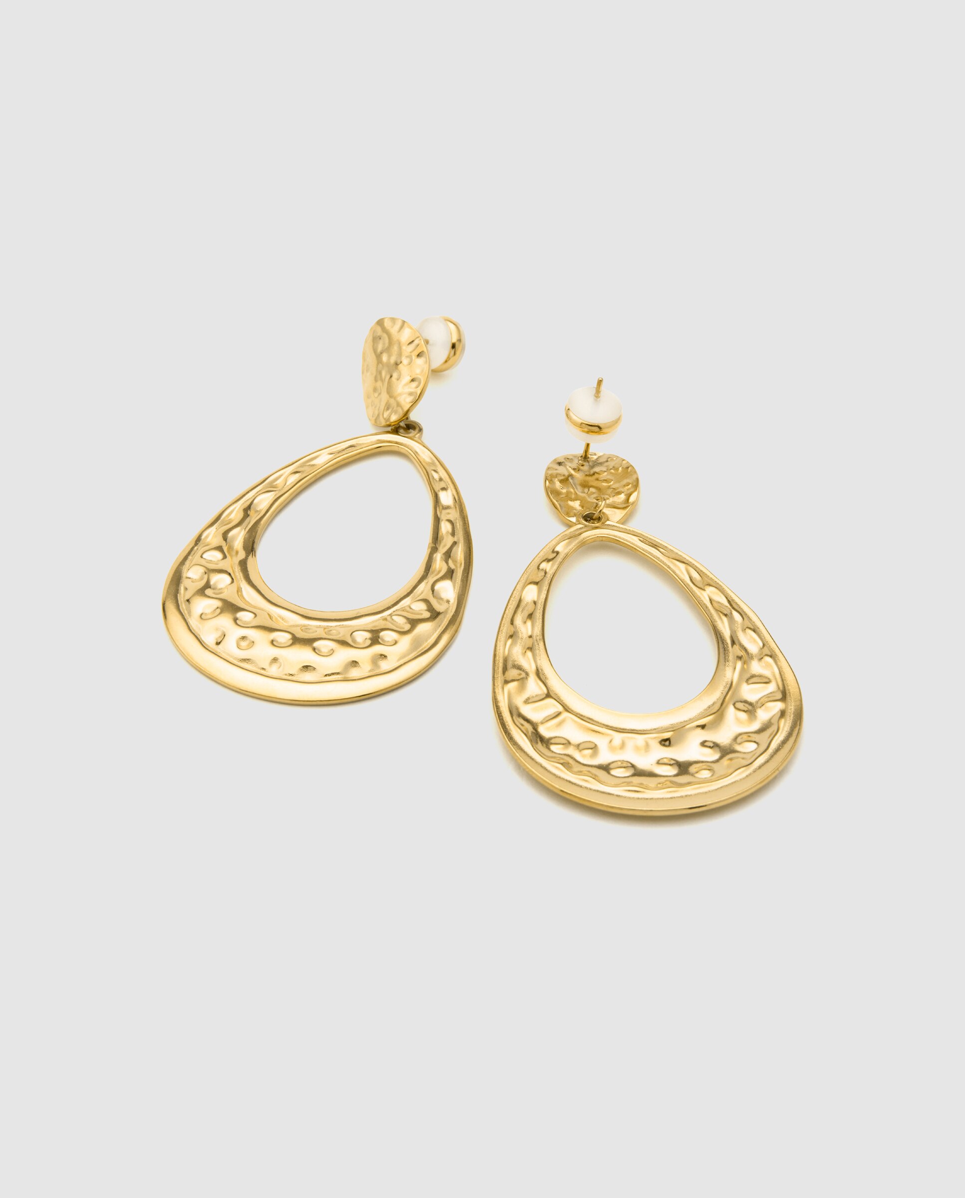 Brincos de Aço com Acabamentos em Ouro Amarelo de 18 Quilates Ouro-6