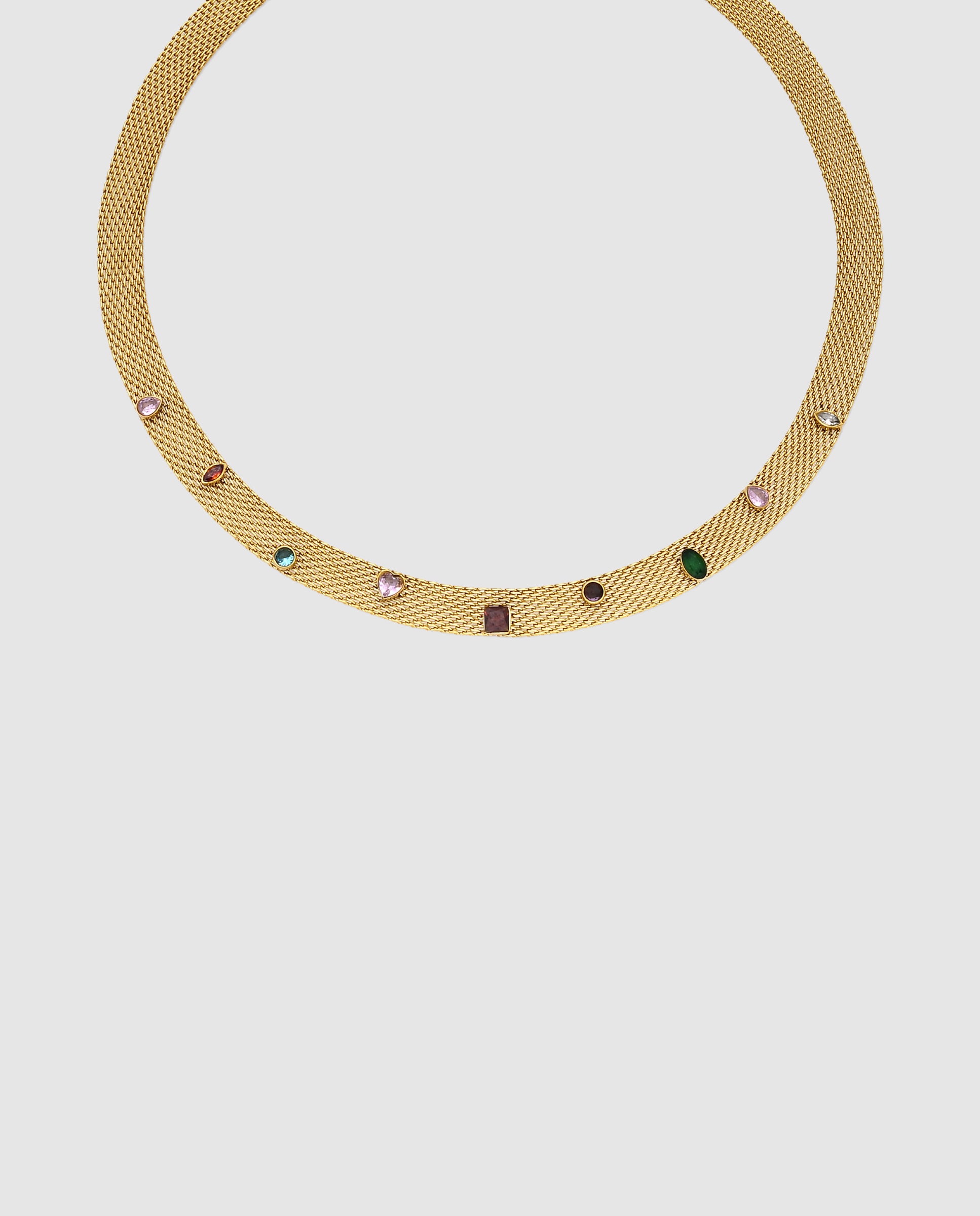 Colar Boho de Aço com Acabamento em Ouro Amarelo de 18 Quilates e Zirconita Multicolor Ouro-1