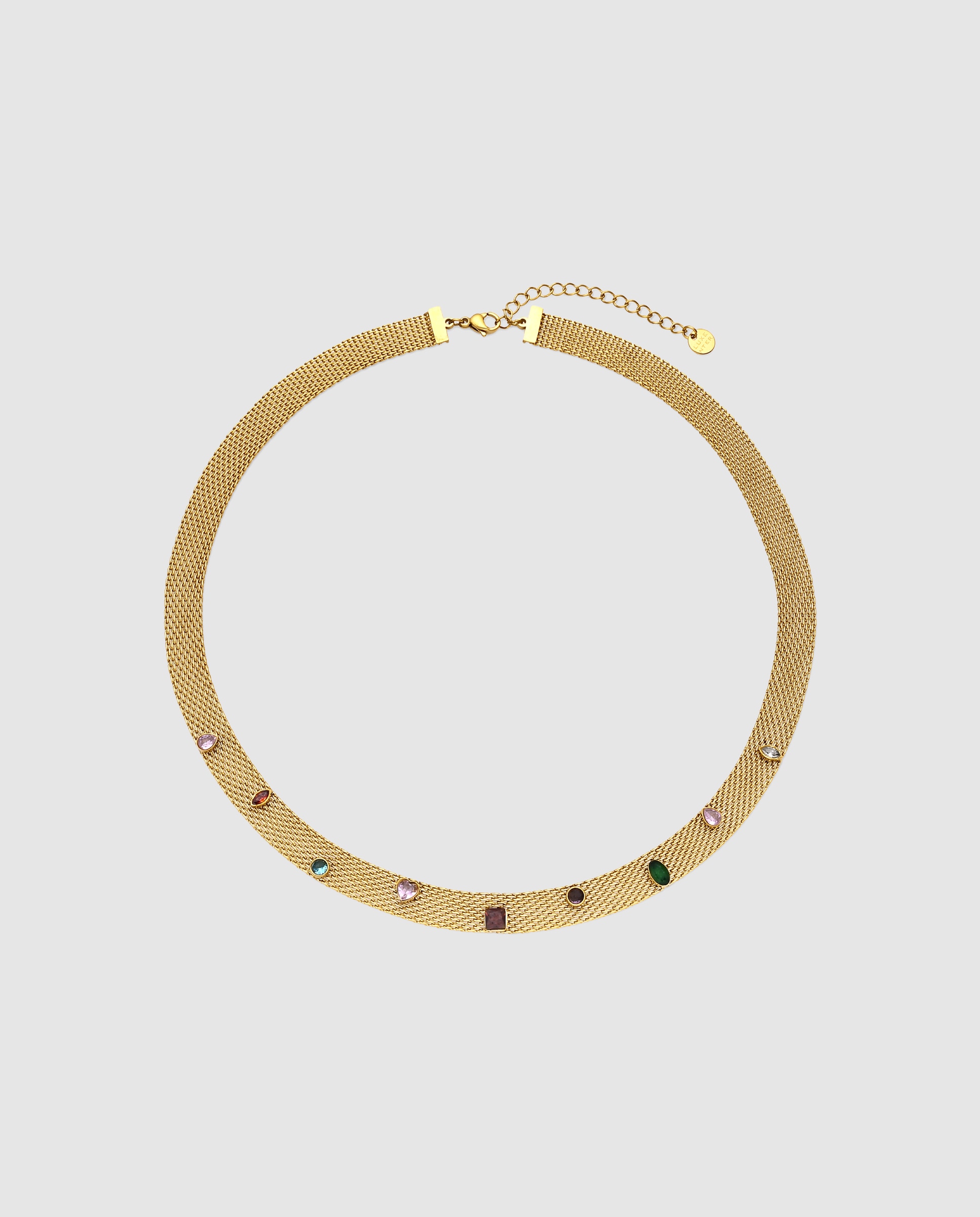 Colar Boho de Aço com Acabamento em Ouro Amarelo de 18 Quilates e Zirconita Multicolor Ouro-3