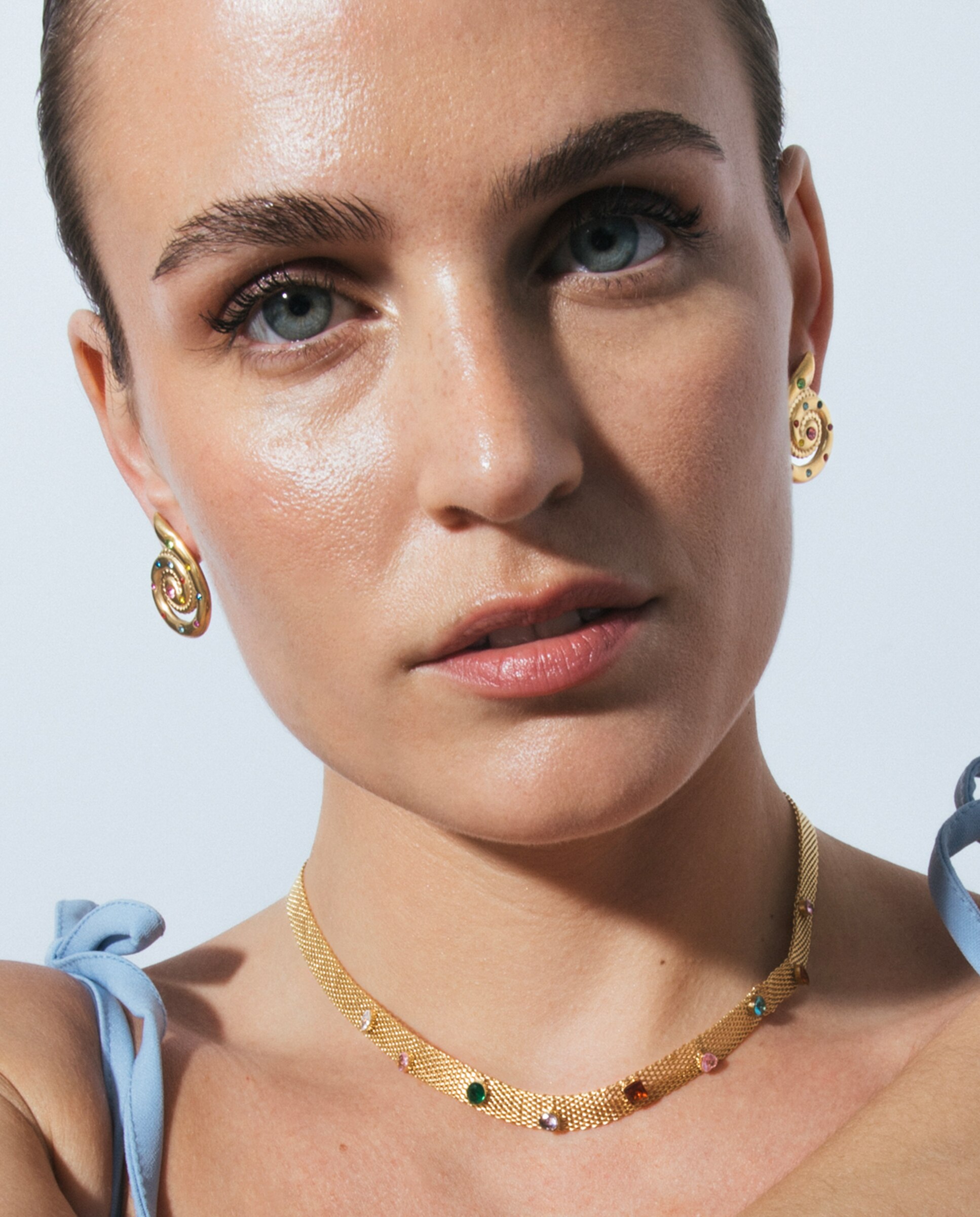 Colar Boho de Aço com Acabamento em Ouro Amarelo de 18 Quilates e Zirconita Multicolor Ouro-4