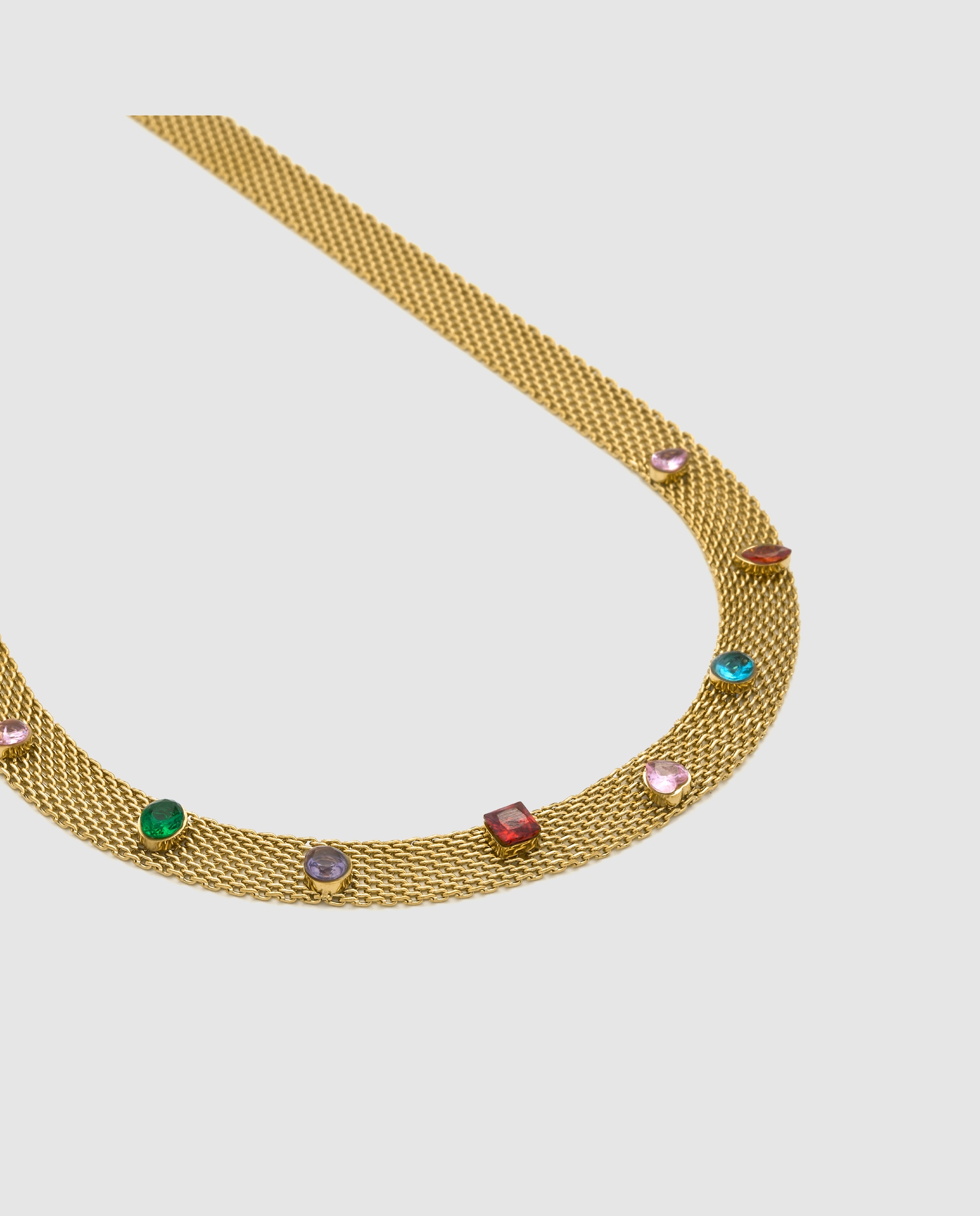 Colar Boho de Aço com Acabamento em Ouro Amarelo de 18 Quilates e Zirconita Multicolor Ouro-6