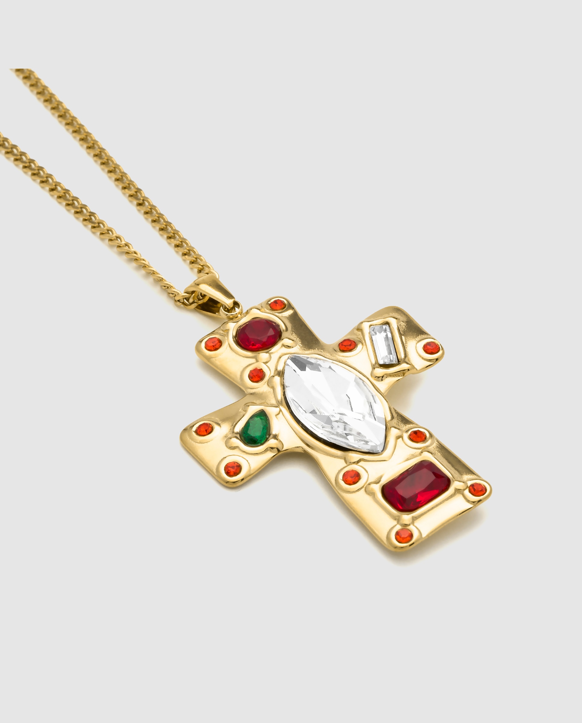 Corrente com Pingente Boho de Aço com Acabamento em Ouro Amarelo de 18 Quilates com Zirconita Multicolor Ouro-6