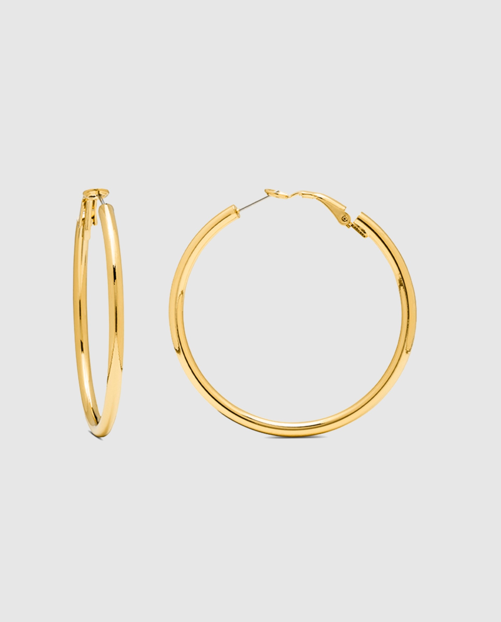 Brincos de Argola Basic Acabados em Ouro Amarelo de 18 Quilates Rosa-1