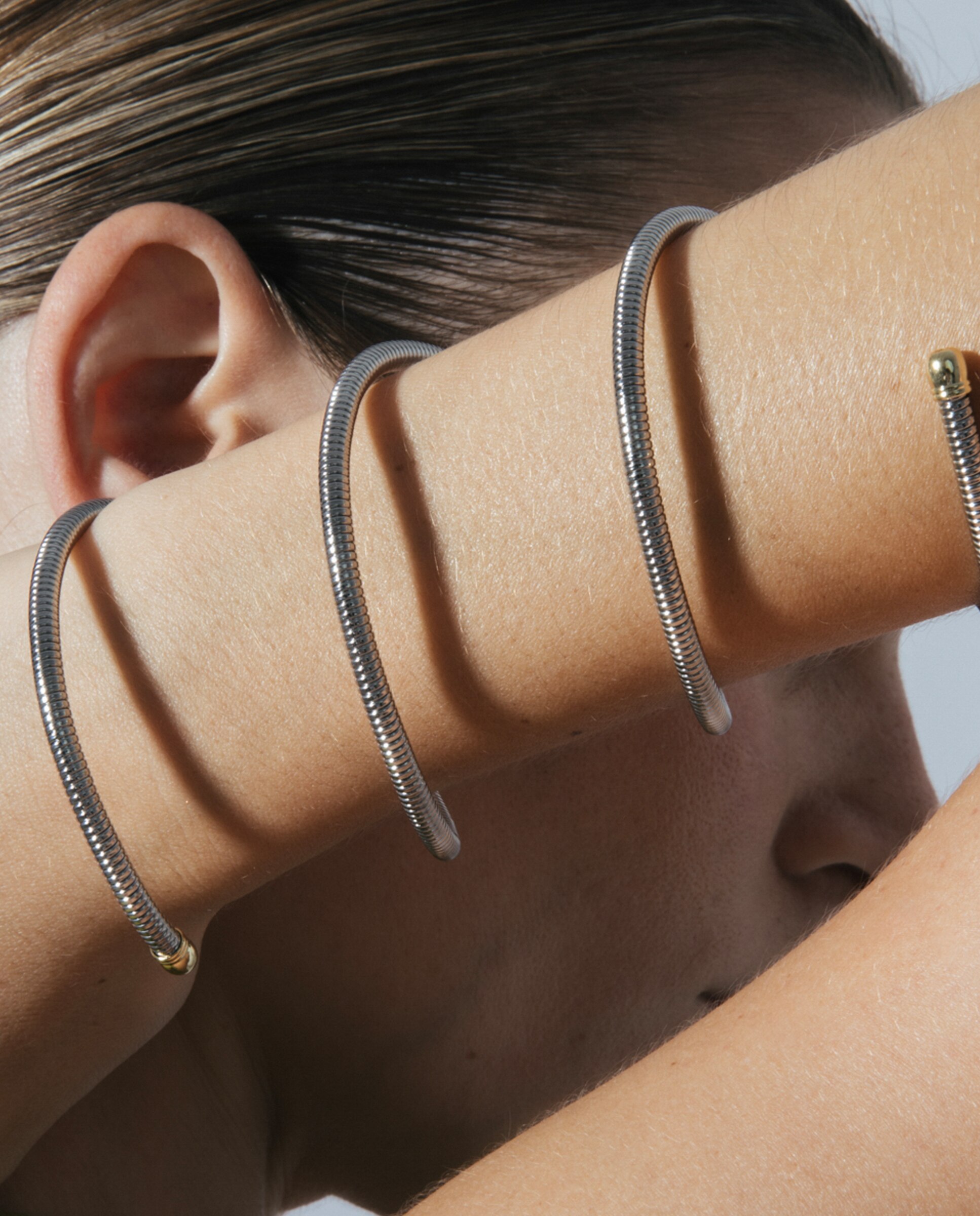 Pulseira de Corrente África Acabada em Ouro Amarelo de 18 Quilates e Ródio Crómio / Dourado-4