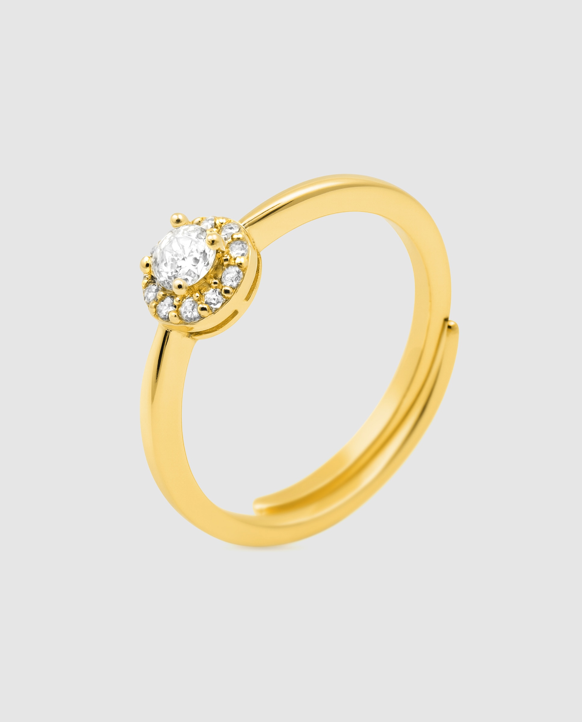 Anel Atelier de Prata de Lei 925 com Acabamento em Ouro Amarelo de 18 Quilates e Zirconita Brilhante Amarelo-1