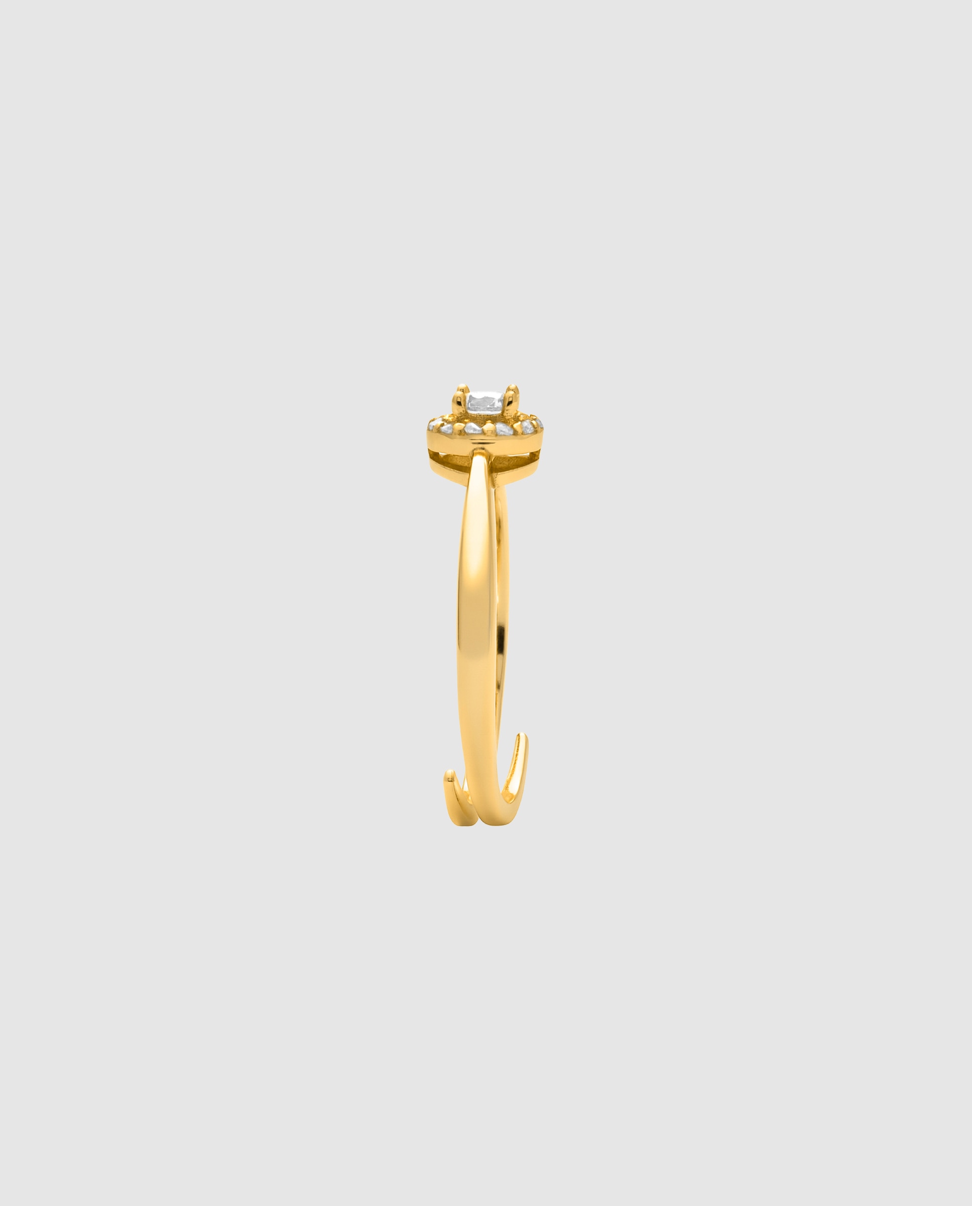 Anel Atelier de Prata de Lei 925 com Acabamento em Ouro Amarelo de 18 Quilates e Zirconita Brilhante Amarelo-3
