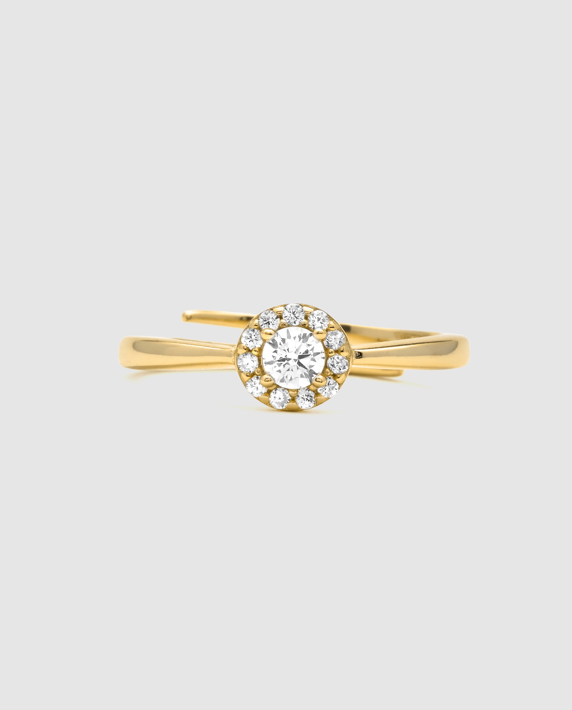 Anel Atelier de Prata de Lei 925 com Acabamento em Ouro Amarelo de 18 Quilates e Zirconita Brilhante Amarelo-6