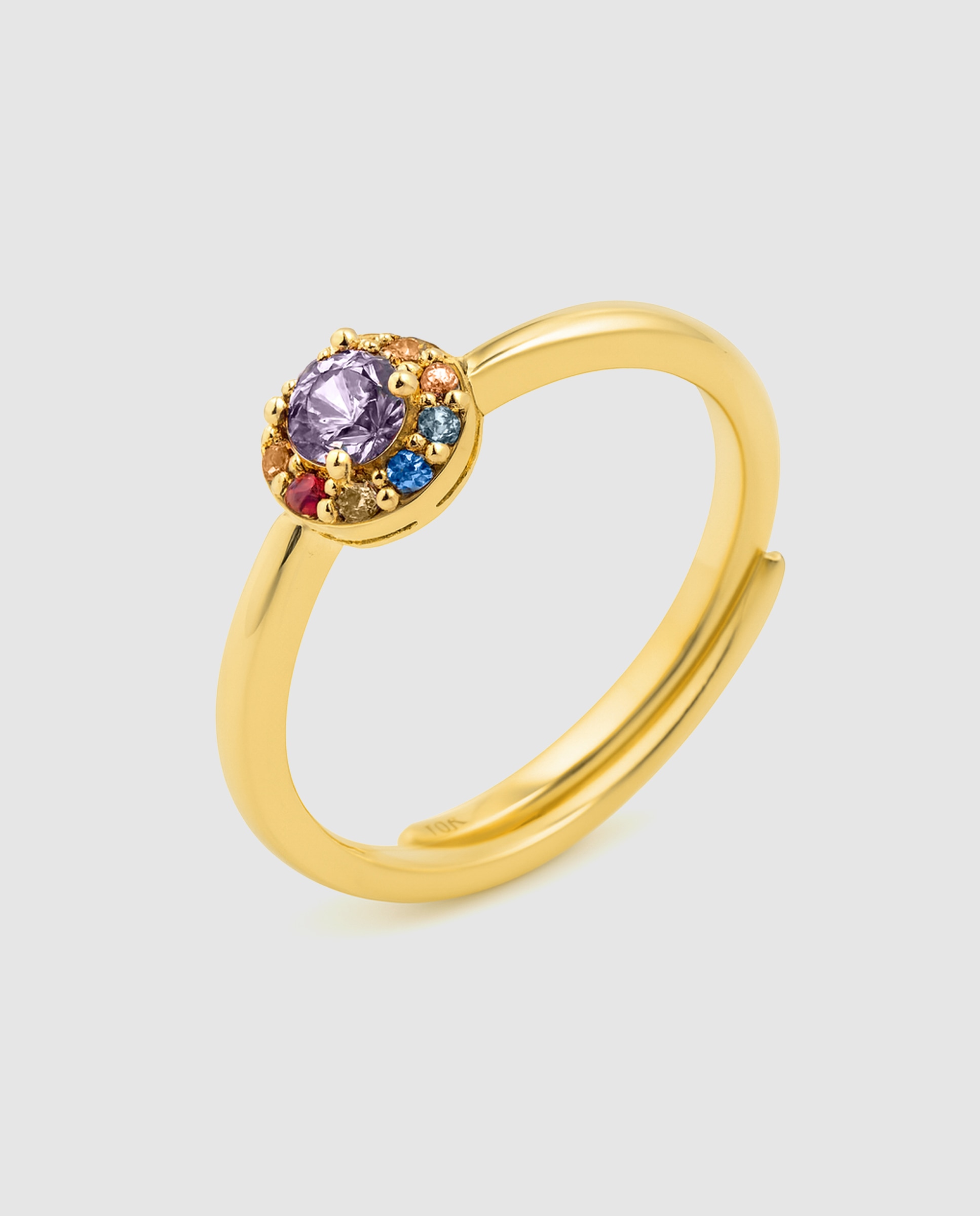 Anel Atelier de Prata de Lei 925 com Acabamento em Ouro Amarelo de 18 Quilates e Zirconita Multicolor Ouro-1