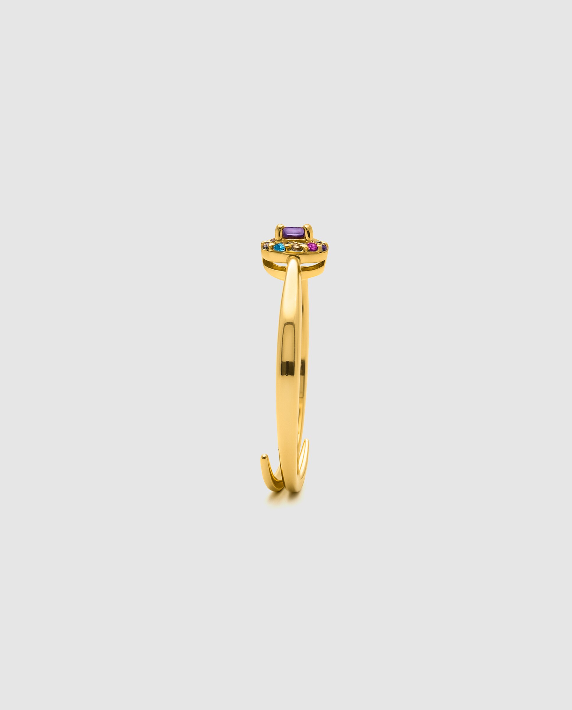 Anel Atelier de Prata de Lei 925 com Acabamento em Ouro Amarelo de 18 Quilates e Zirconita Multicolor Ouro-3