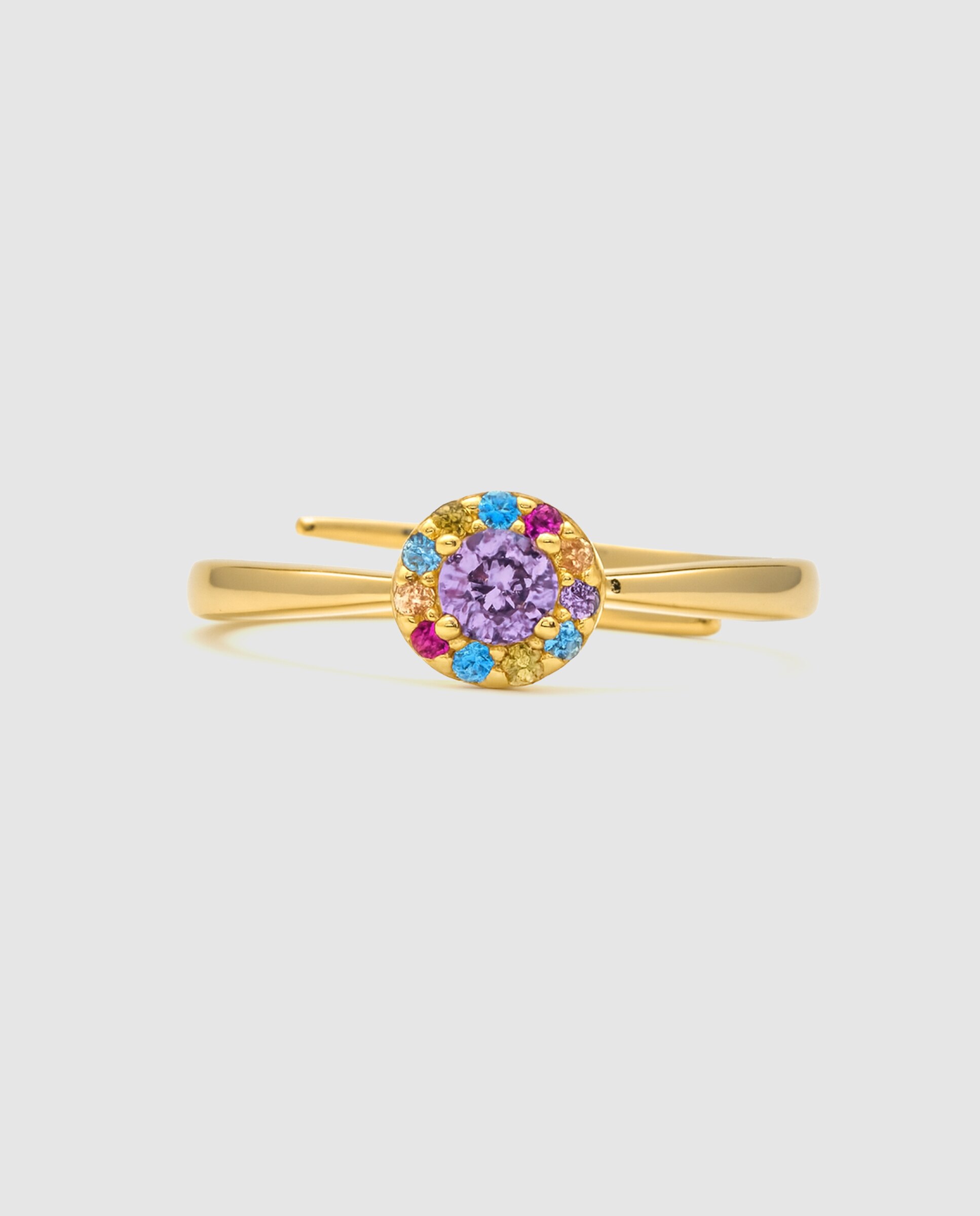 Anel Atelier de Prata de Lei 925 com Acabamento em Ouro Amarelo de 18 Quilates e Zirconita Multicolor Ouro-6