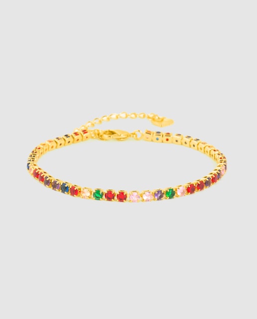 Imagem 0 de Pulseira África Acabada em Ouro Amarelo de 18k com Zirconita Multicolor