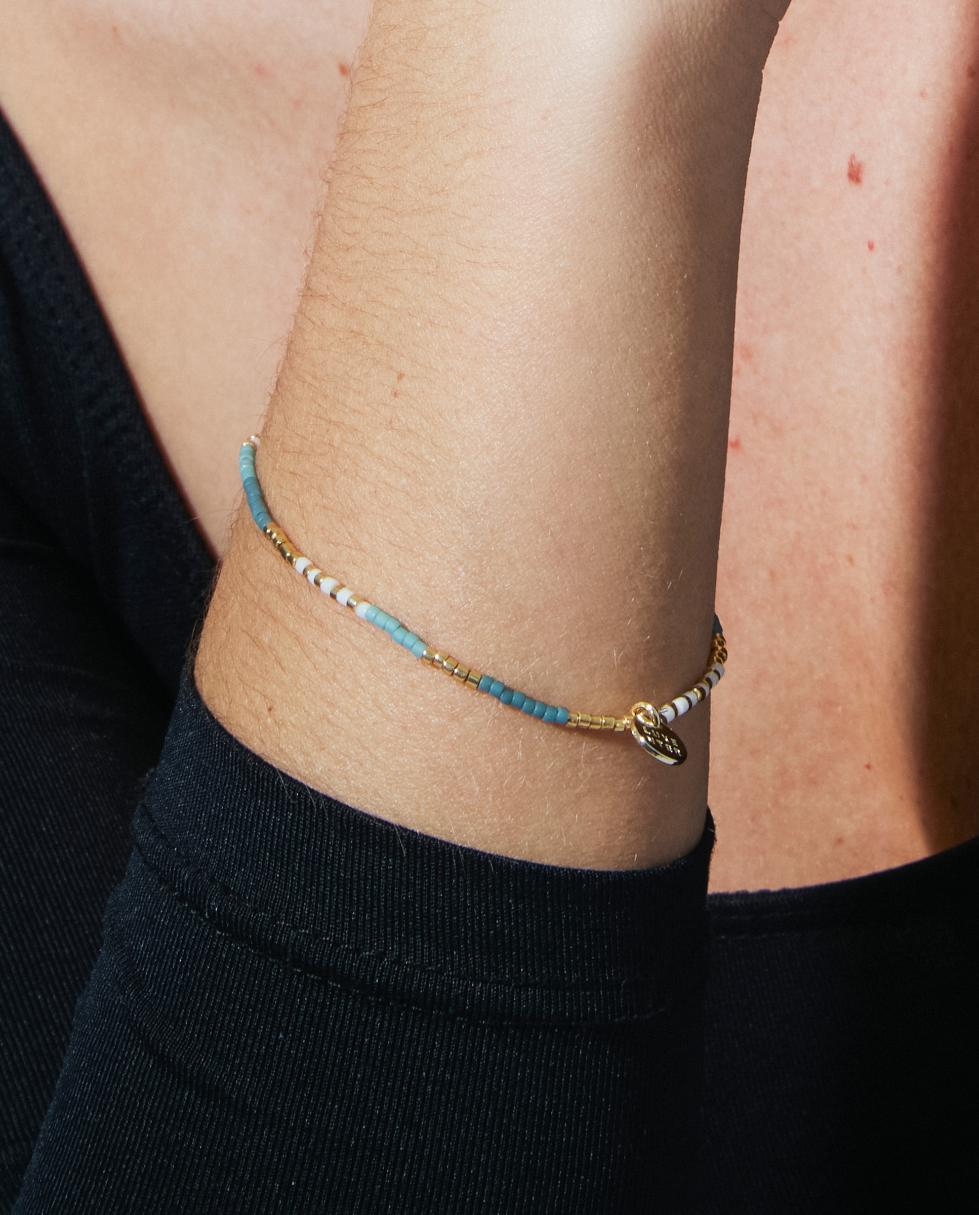 Pulseira de Corrente Boho Acabada em Ouro Amarelo de 18 Quilates com Cristal Multicolor Multicolor-4