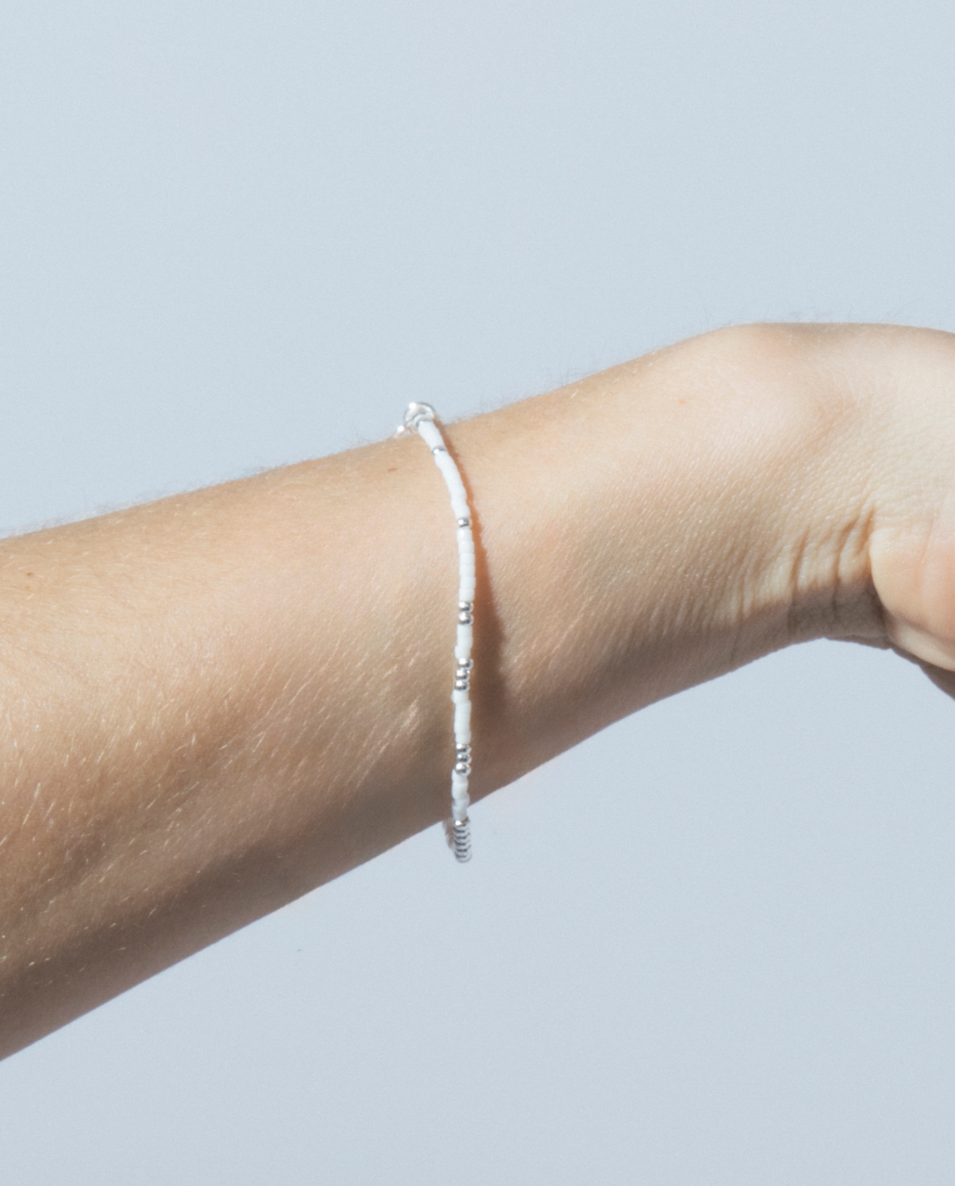 Pulseira de Corrente Boho Acabada em Prata de Lei 925 com Cristal Branco Prata-4