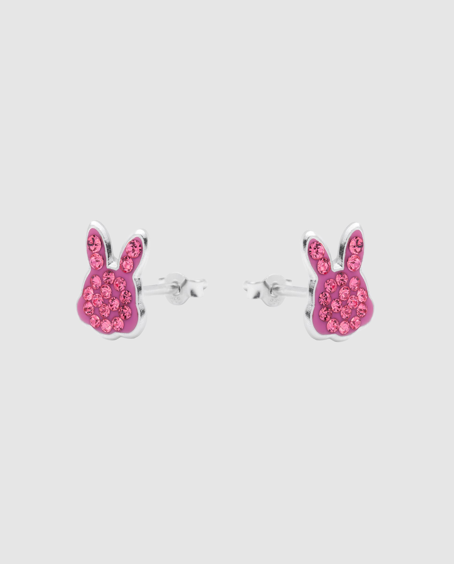 Brincos Kids And Baby de Prata de Lei 925 com Acabamento em Ródio e Zirconita Rosa Rosa-2