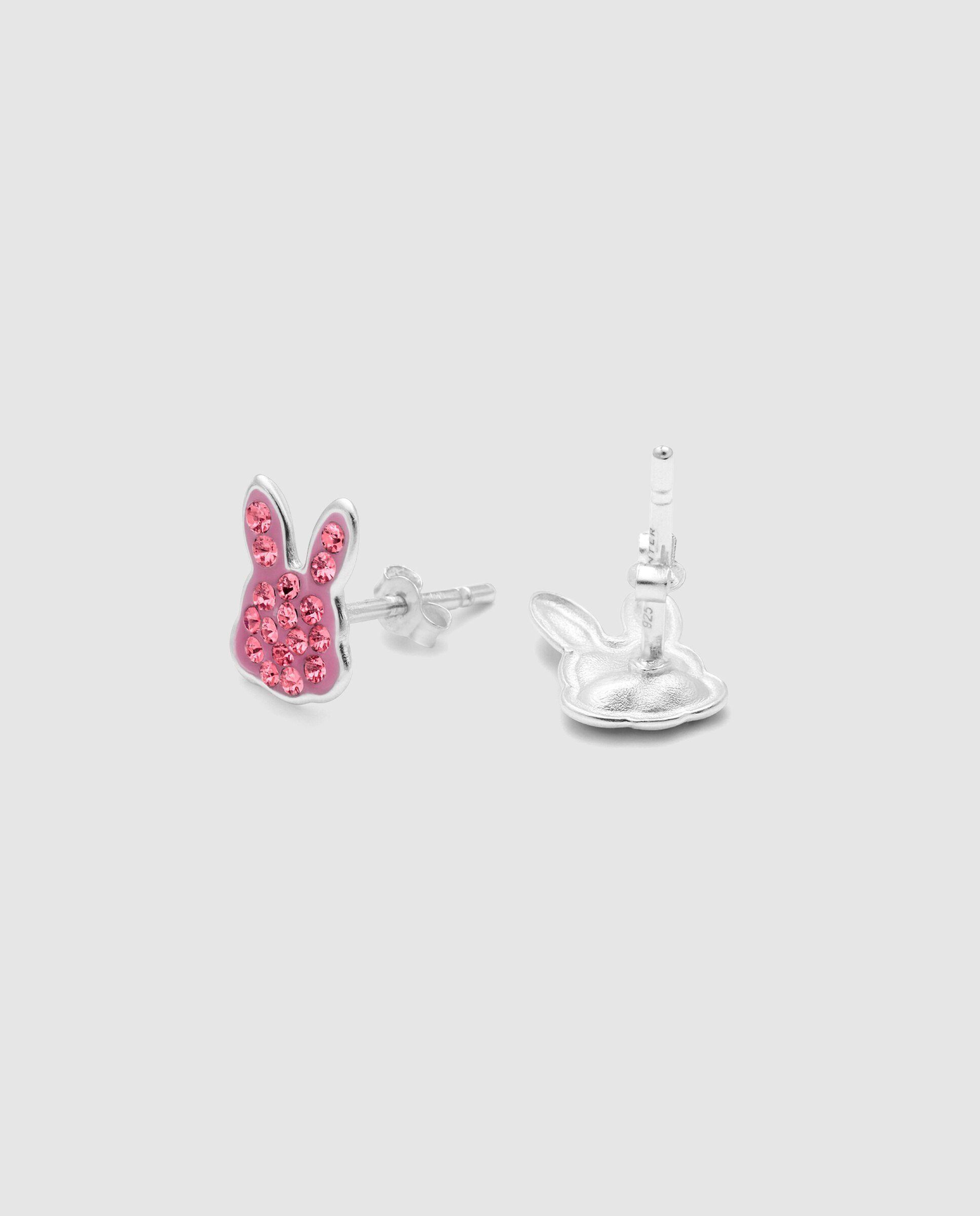 Brincos Kids And Baby de Prata de Lei 925 com Acabamento em Ródio e Zirconita Rosa Rosa-3