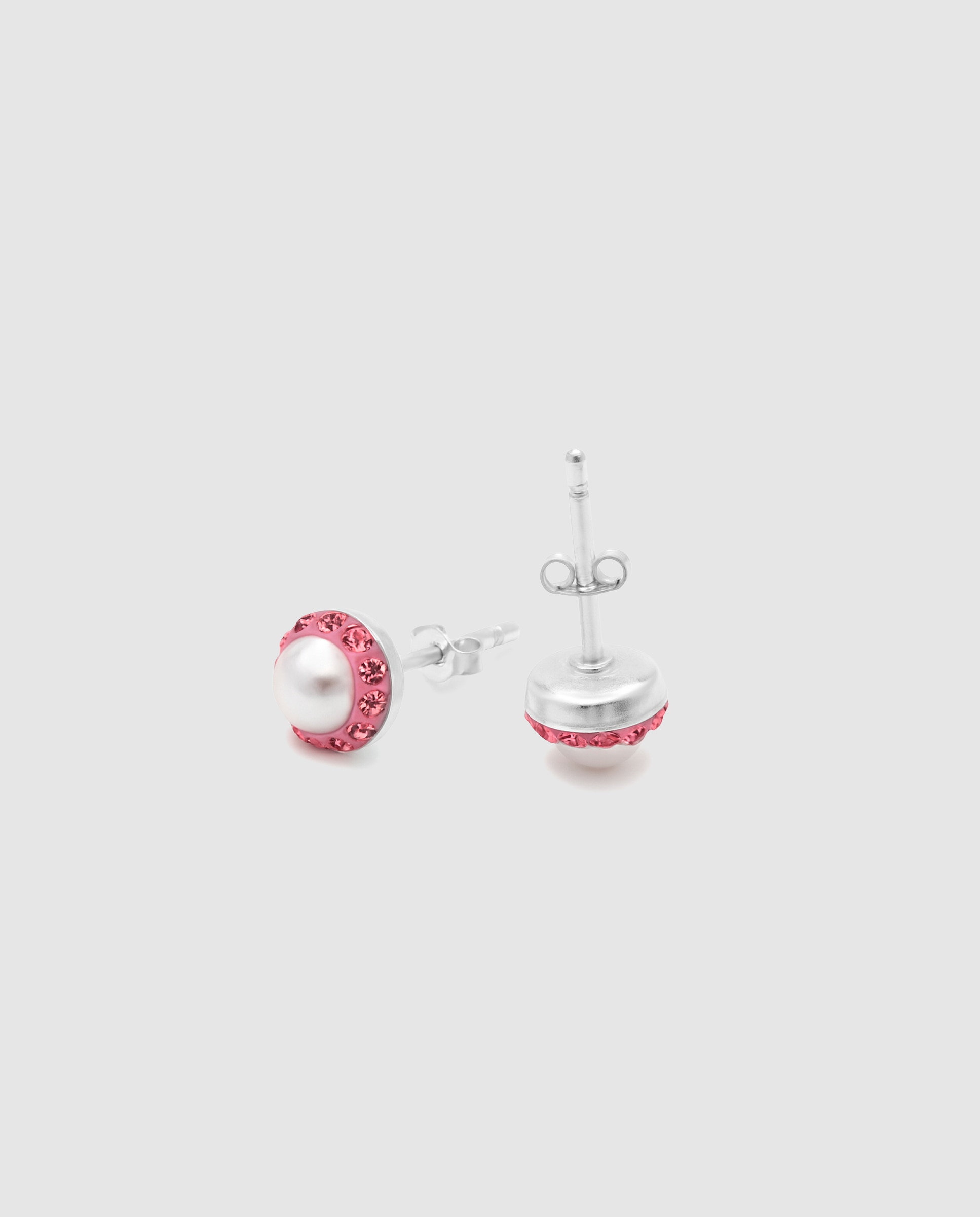 Brincos Kids And Baby de Prata de Lei 925 com Acabamento em Ródio e Zirconita Rosa Rosa-3