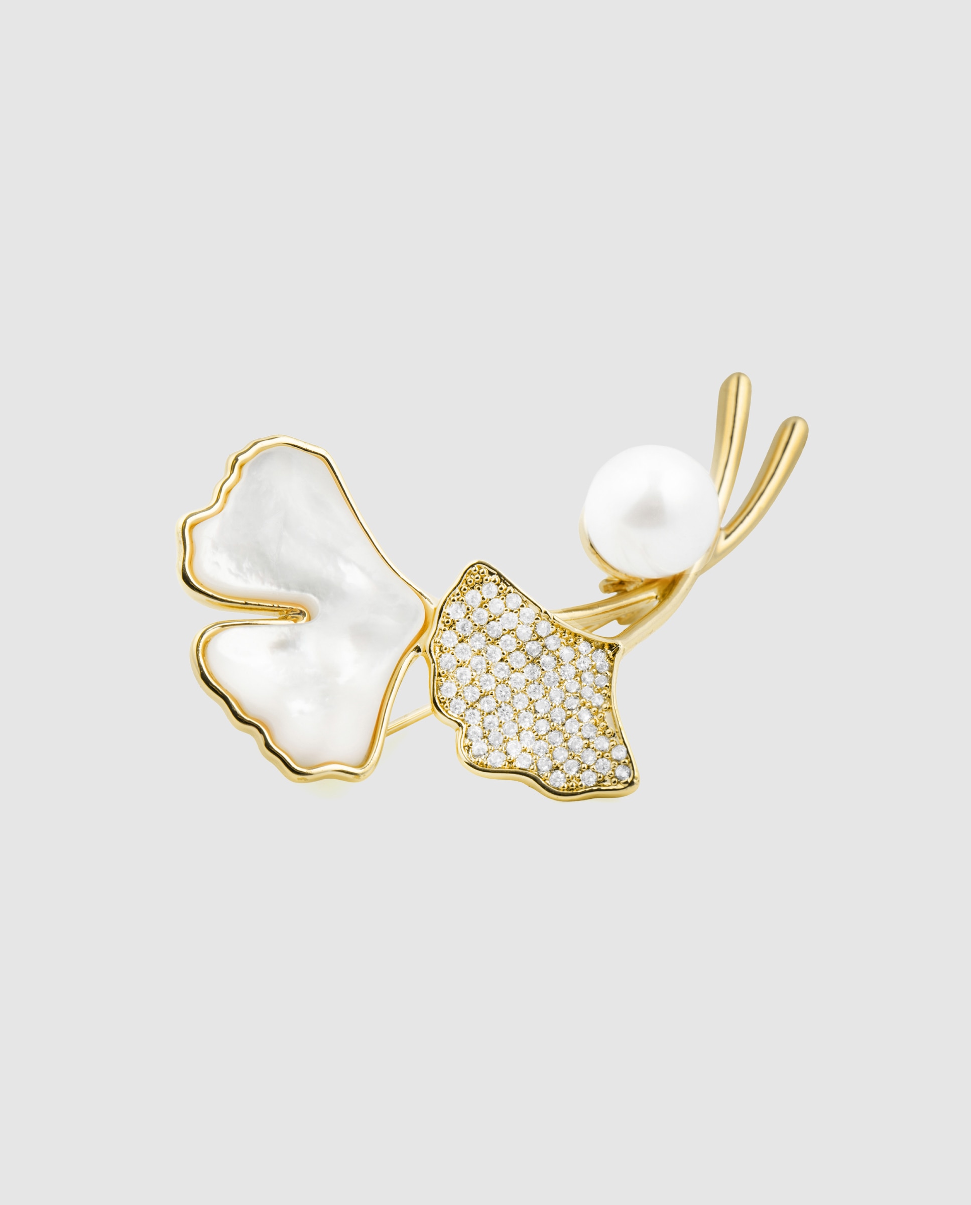 Broche África com Acabamento em Ouro Amarelo de 18 Quilates e Madrepérola Branca Branco-3