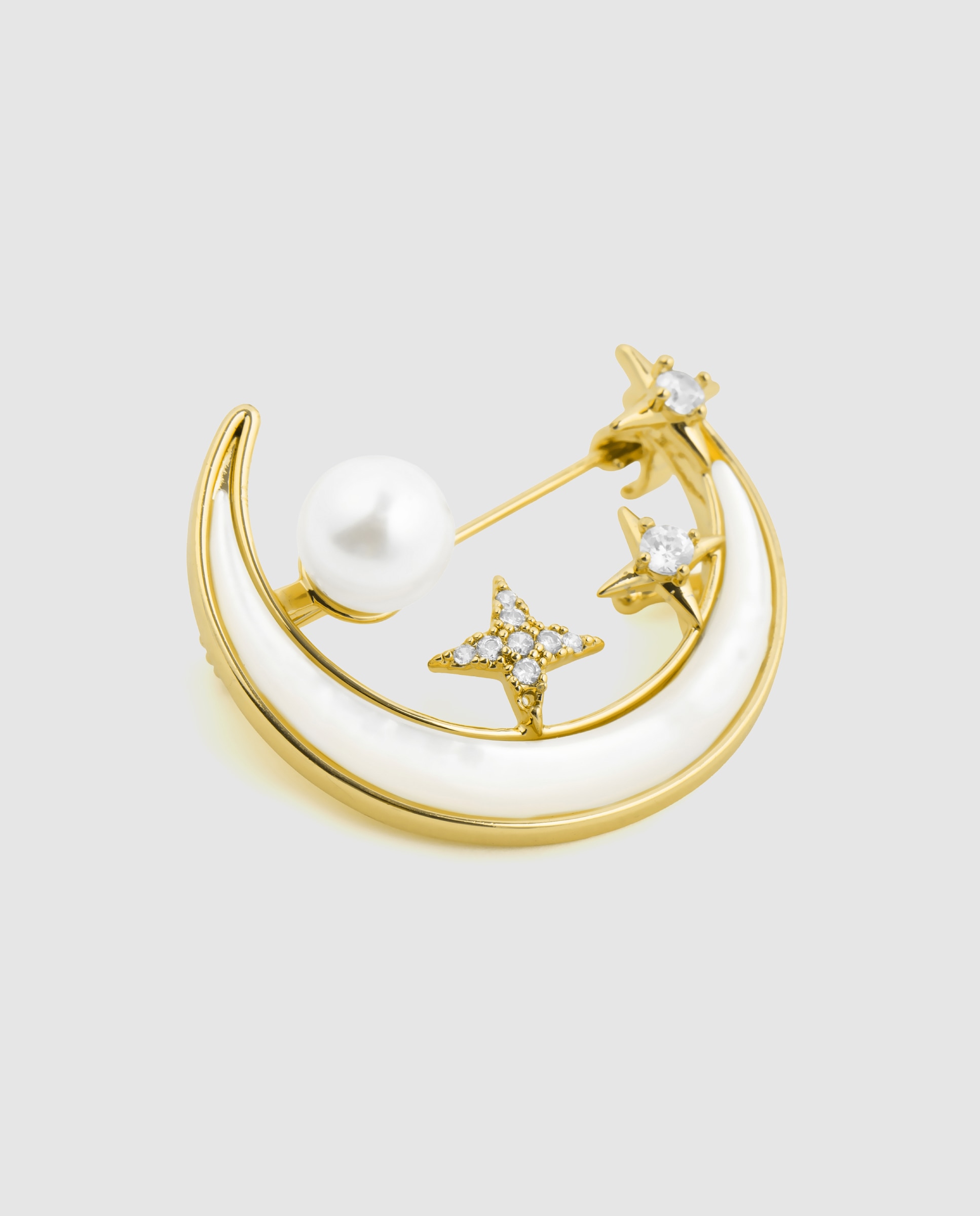 Broche África com Acabamento em Ouro Amarelo de 18 Quilates e Madrepérola Branca Ouro-3