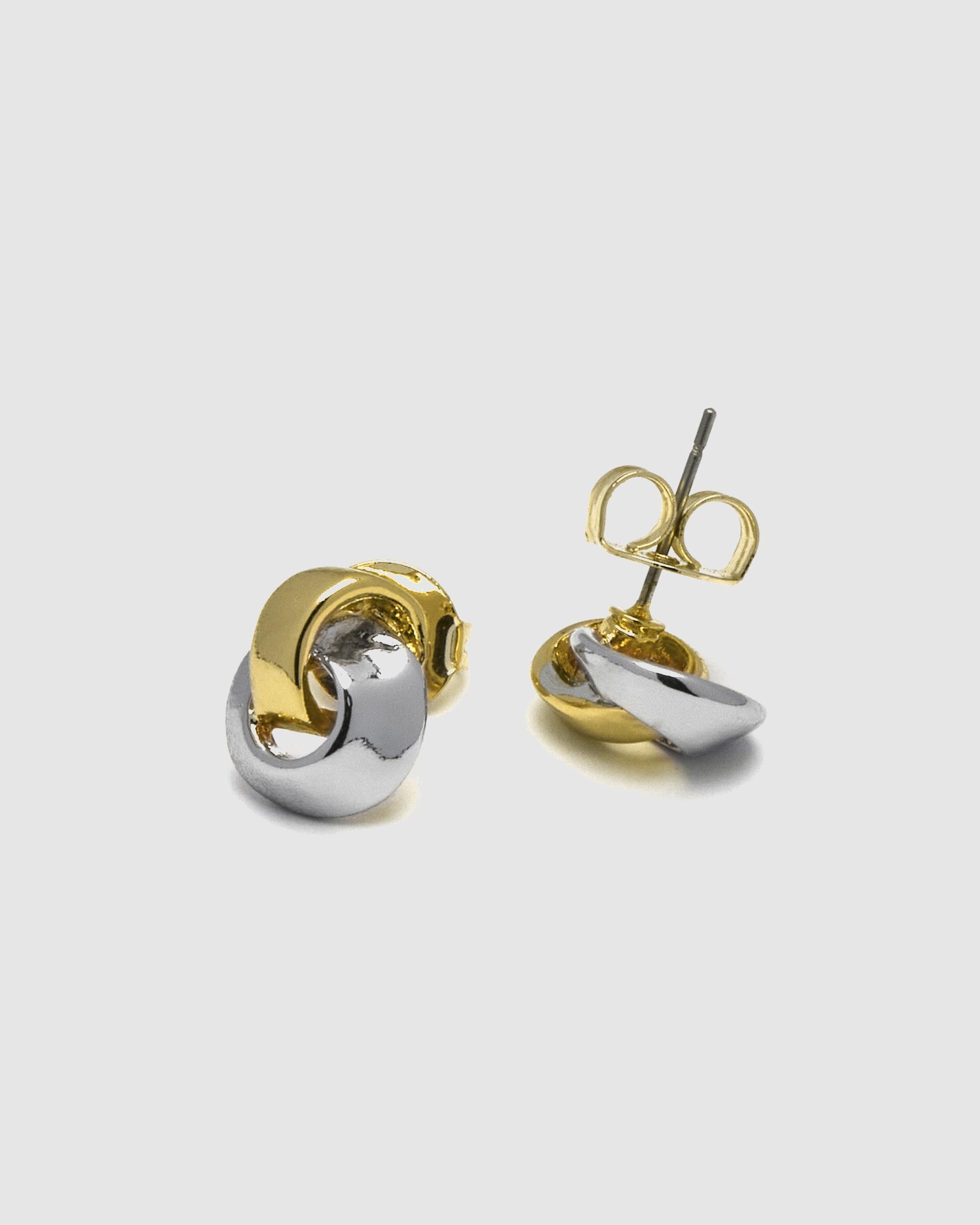 Brincos Basic Acabados em Ouro Amarelo de 18 Quilates Ouro / Prata-5