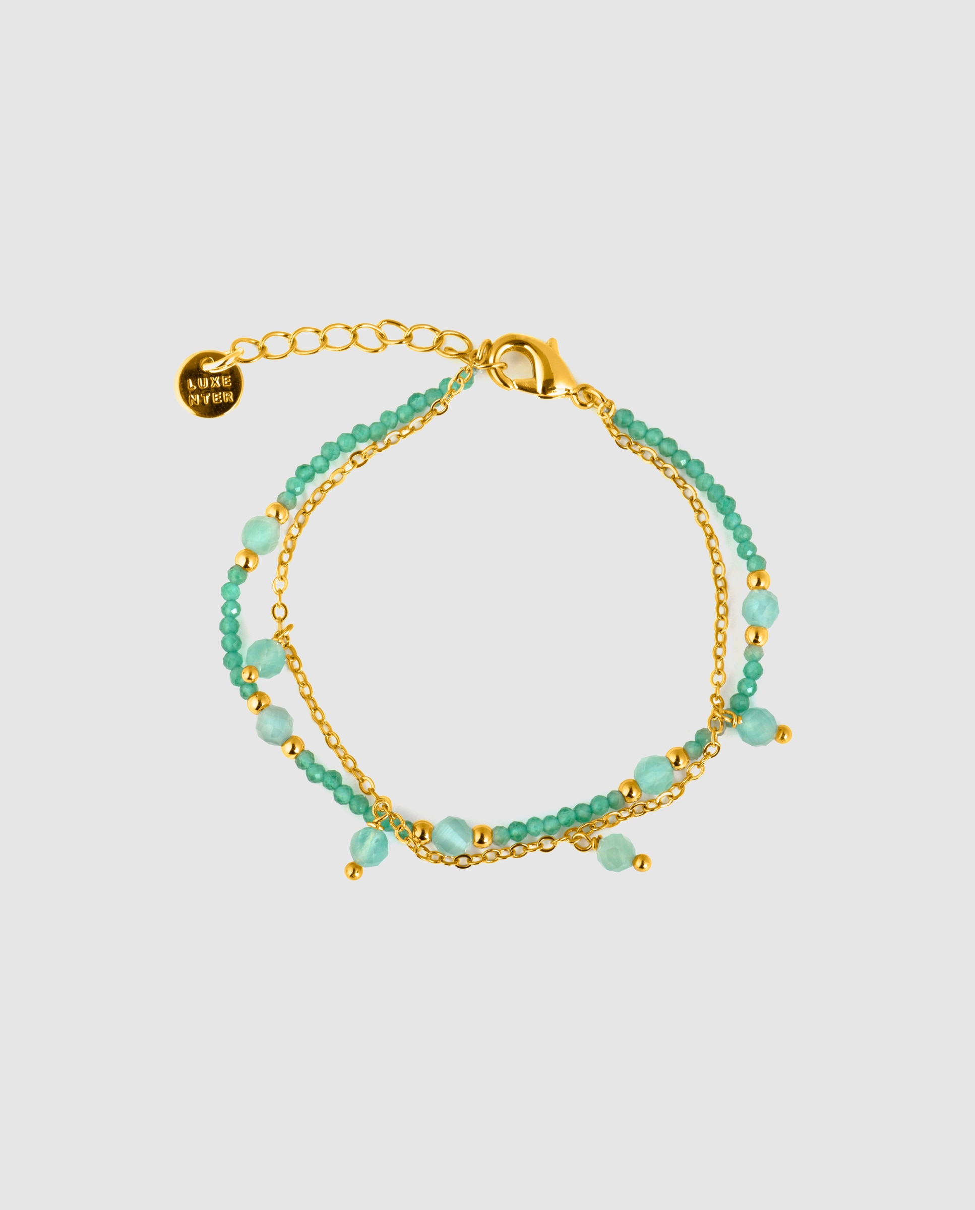 Pulseira África Acabada em Ouro Amarelo de 18 Quilates com Cristal Verde Azul / Amarelo-3