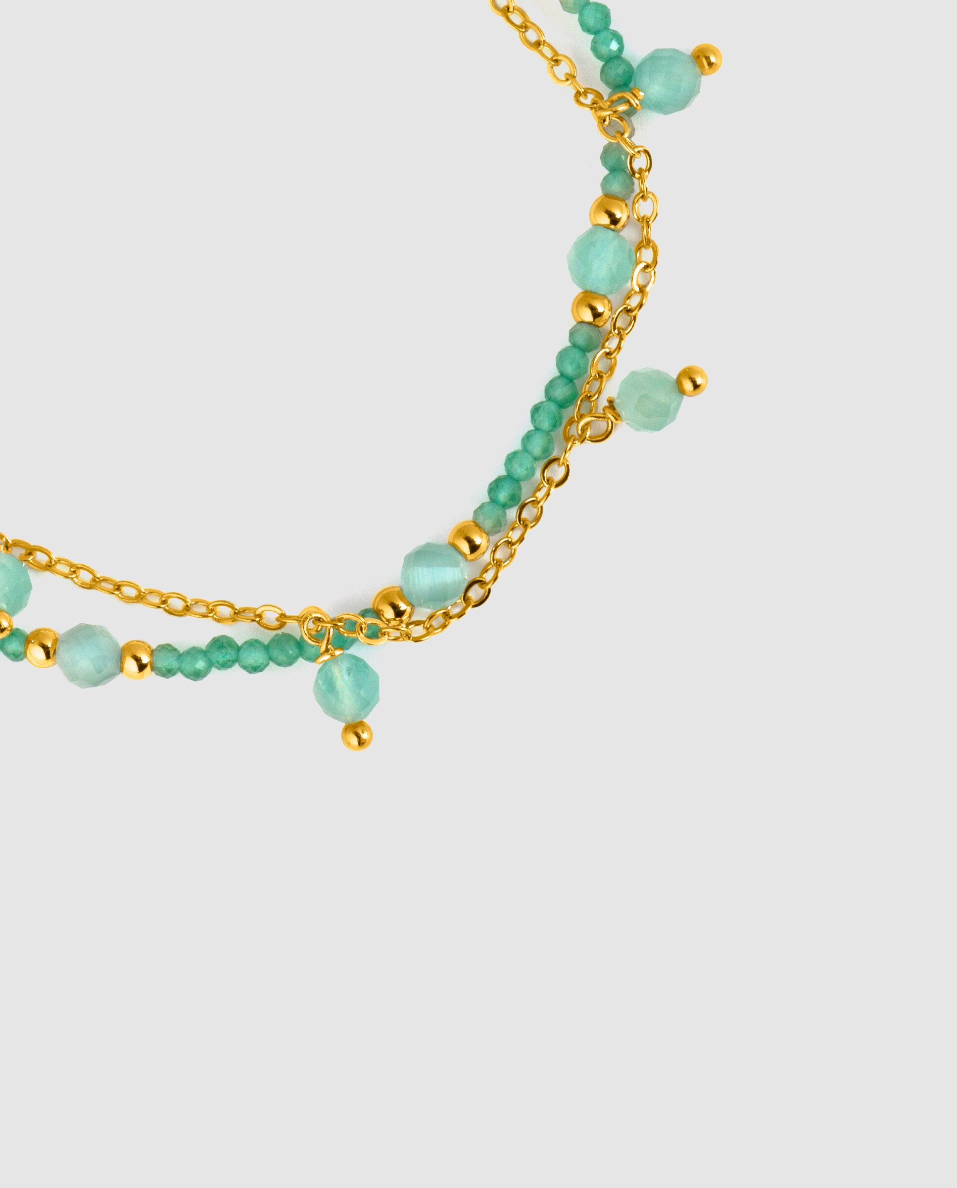 Pulseira África Acabada em Ouro Amarelo de 18 Quilates com Cristal Verde Azul / Amarelo-6