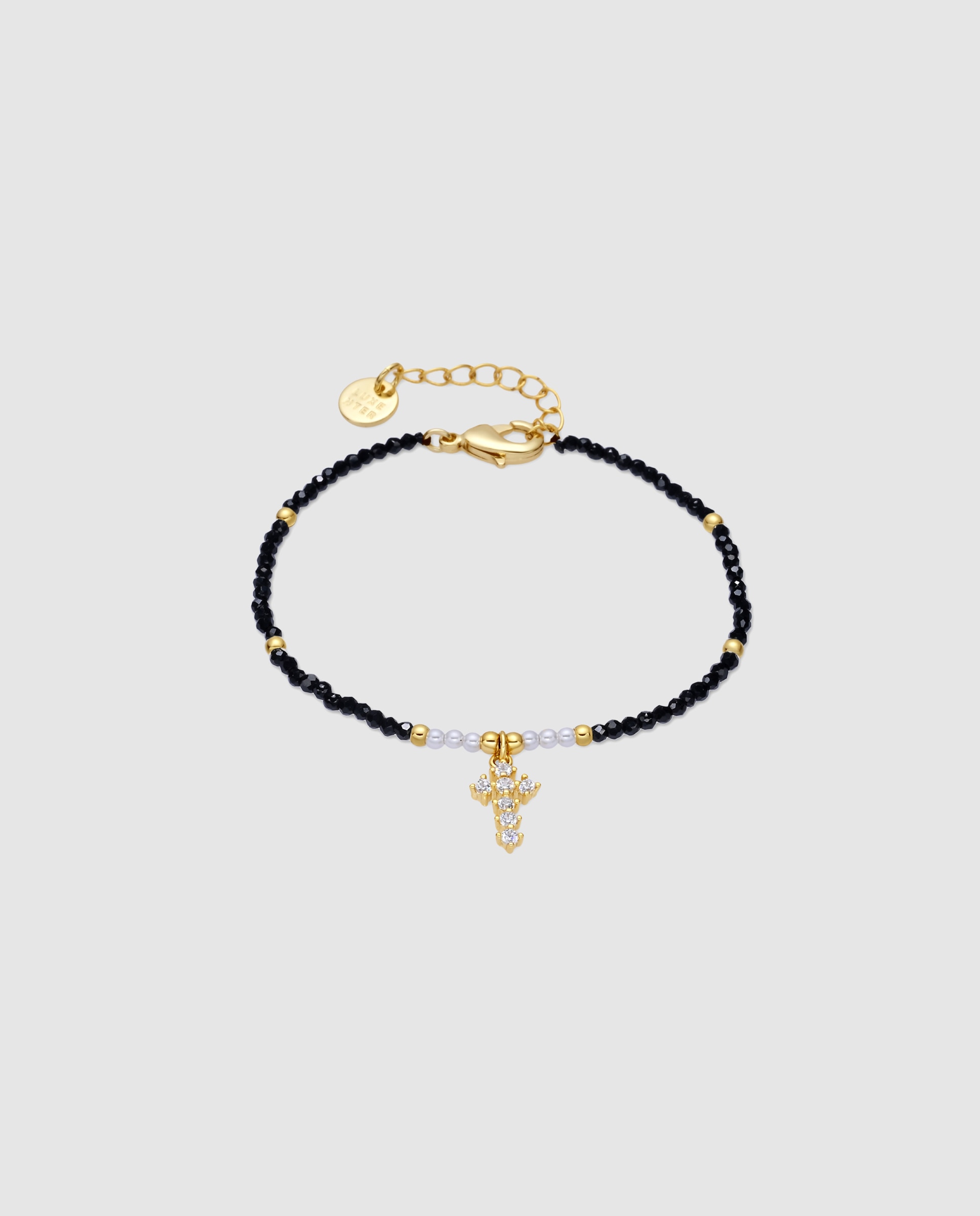 Pulseira de Cordão África Acabada em Ouro Amarelo de 18 Quilates com Cristal Preto Preto / Amarelo-1