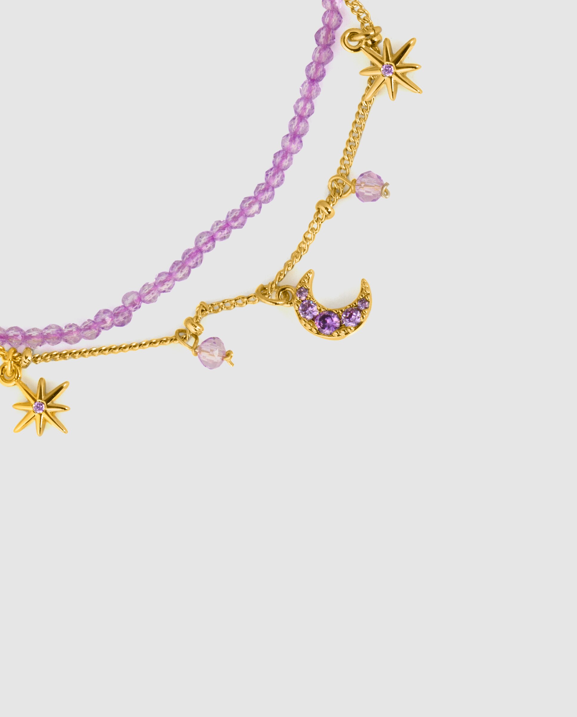 Pulseira África Acabada em Ouro Amarelo de 18 Quilates com Cristal Roxo Ouro-6