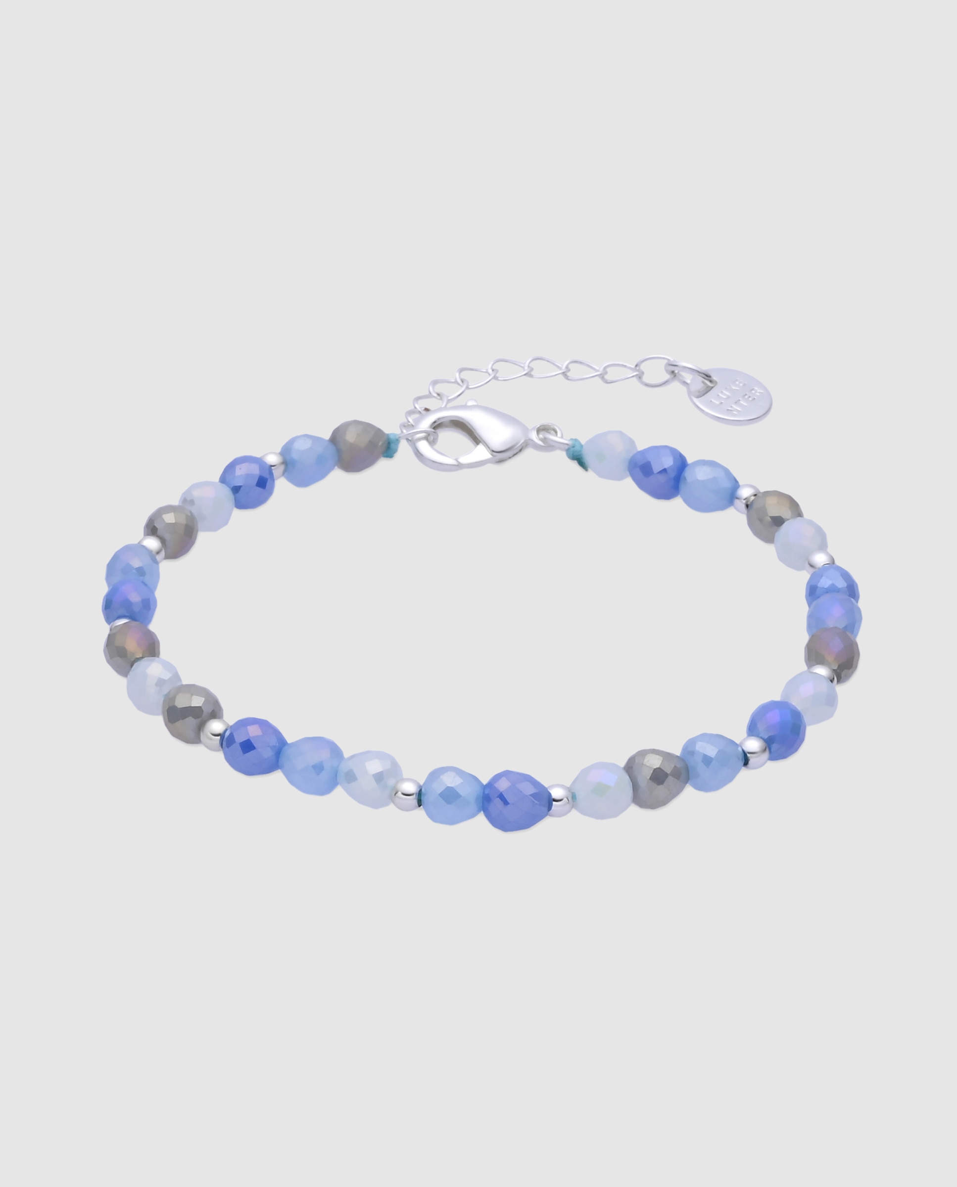 Imagem 0 de Pulseira de Corrente África Acabada em Ródio com Cristal Azul